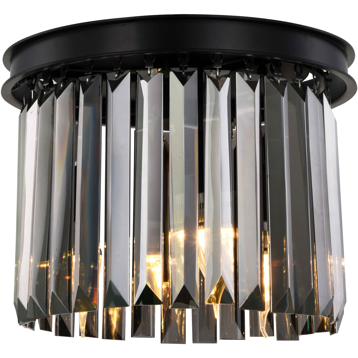 Sydney 3 Light 12 inch Matte Black Flush Mount Ceiling Light in Silver Shade, Urban Classic