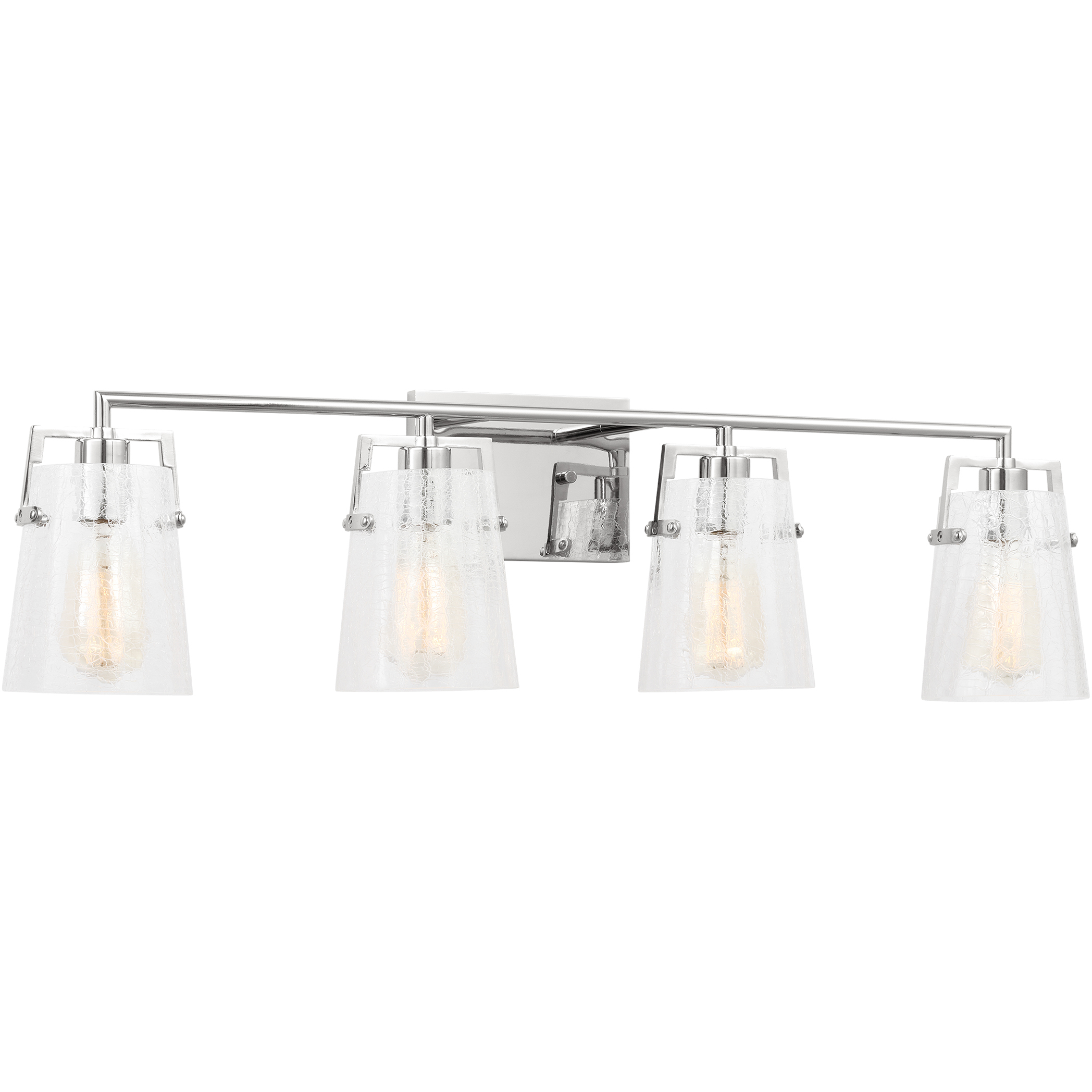 Drew & Jonathan Crofton 4 Light 33.38 inch Chrome Vanity Light Wall Light in Clear Crackle Glass