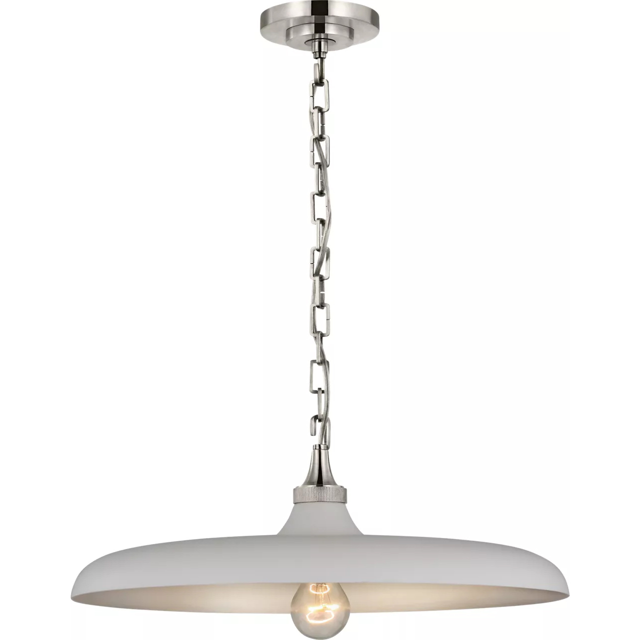 Thomas O'Brien Piatto LED 18 inch Polished Nickel Pendant Ceiling Light in Plaster White, Medium