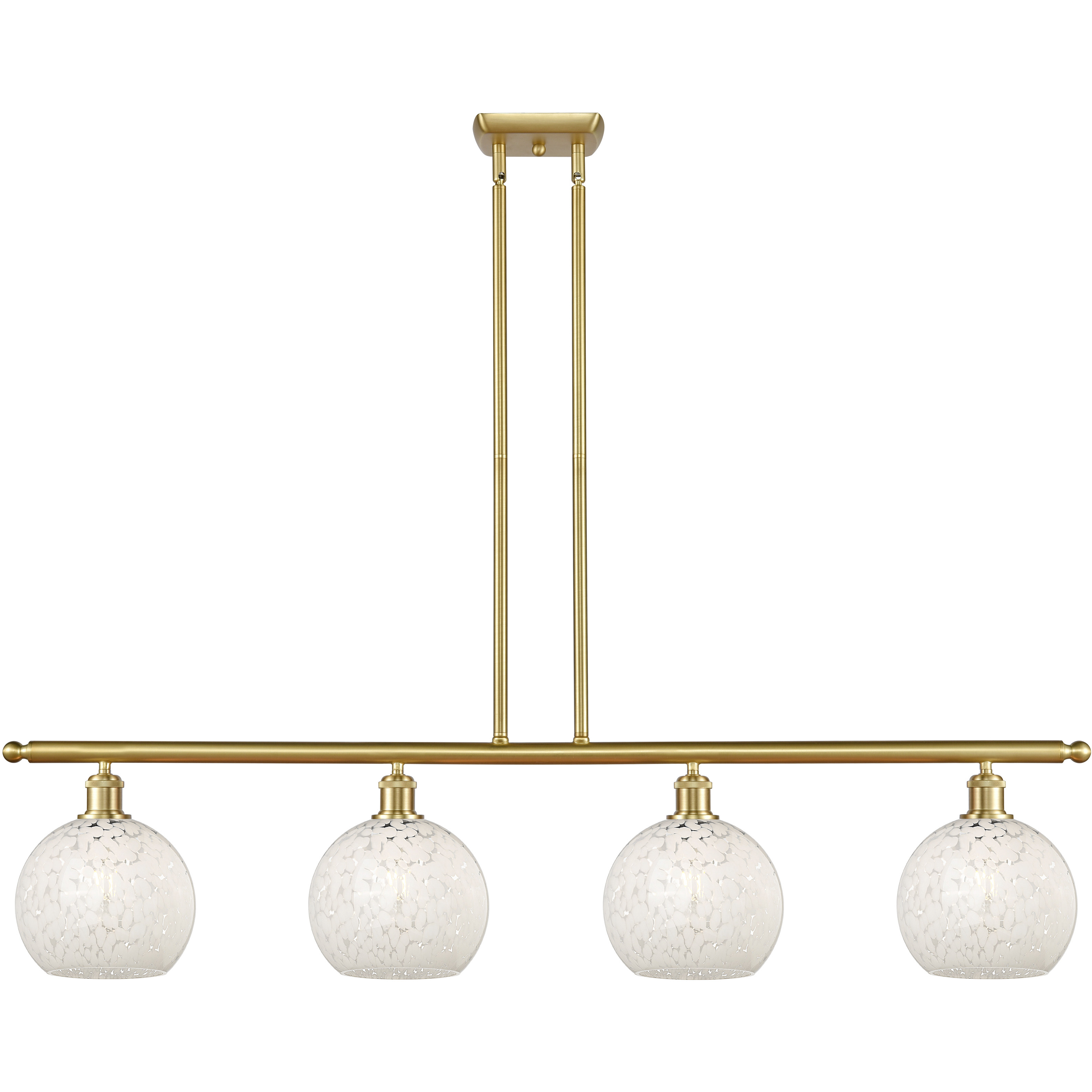 Ballston White Mouchette 4 Light 48 inch Satin Gold Stem Hung Island Light Ceiling Light