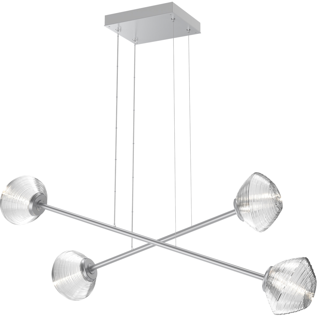 Mesa LED Classic Silver Linear Multi-Pendant Ceiling Light in 3000K LED, Clear, Double Moda