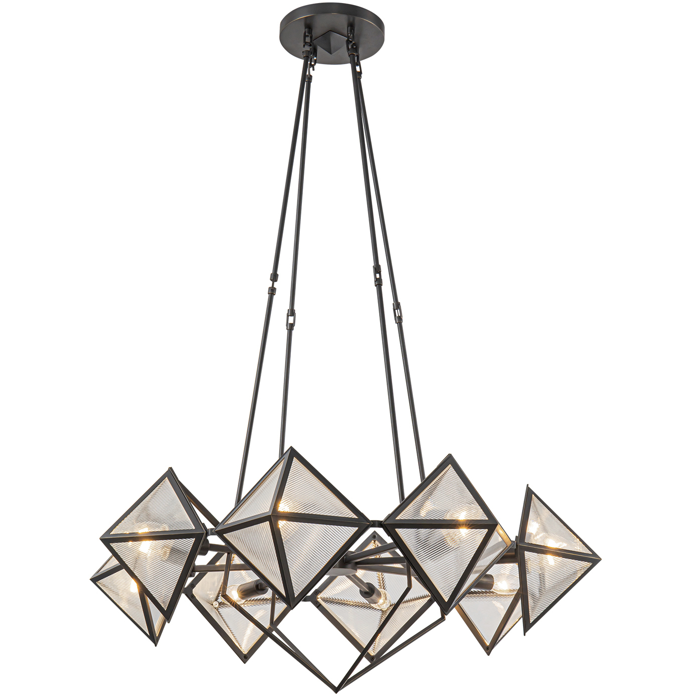 Cairo 8 Light 30 inch Ribbed Glass/Urban Bronze Chandelier Ceiling Light