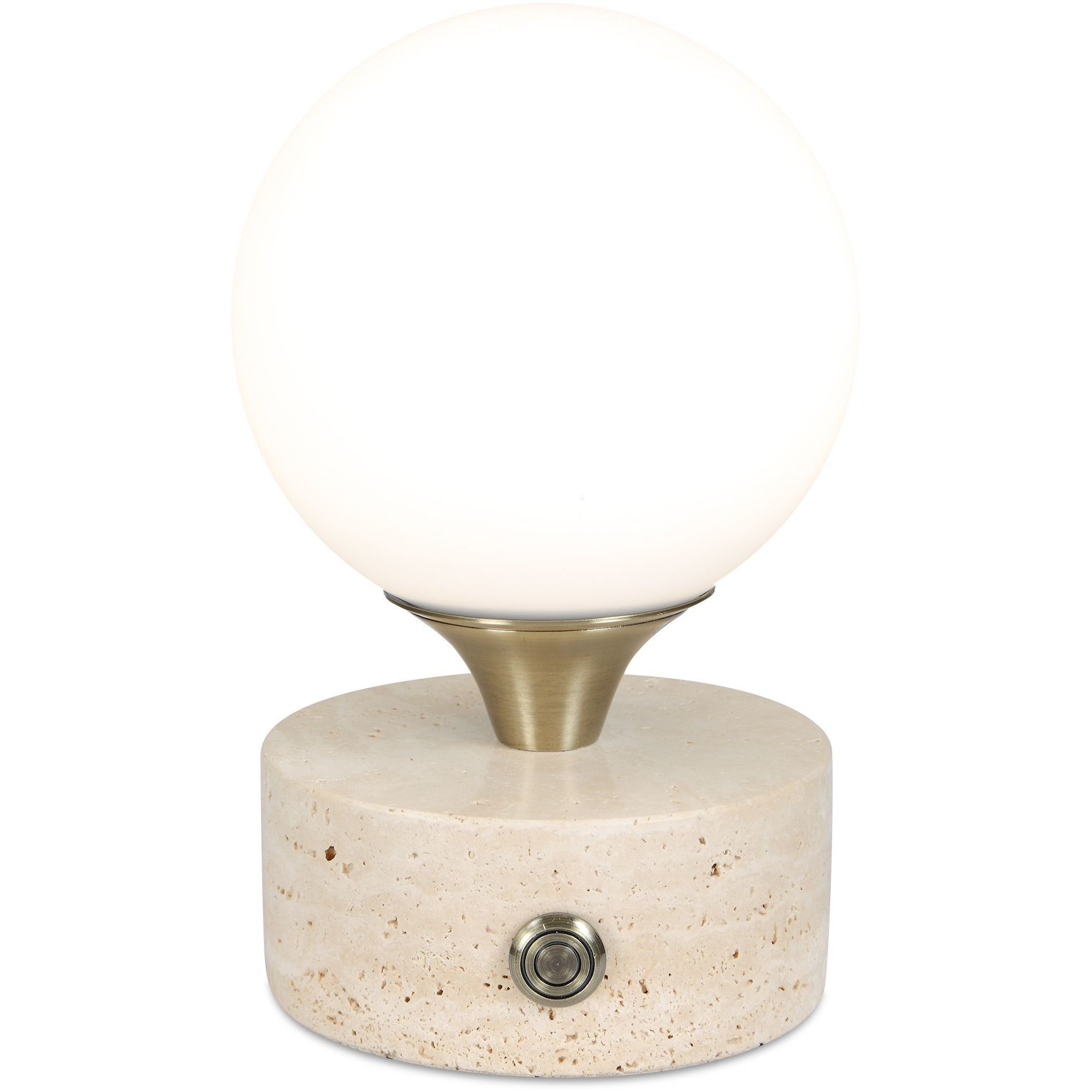 Abril 8.25 inch Travertine and Brass Rechargeable LED Accent Lamp Portable Light