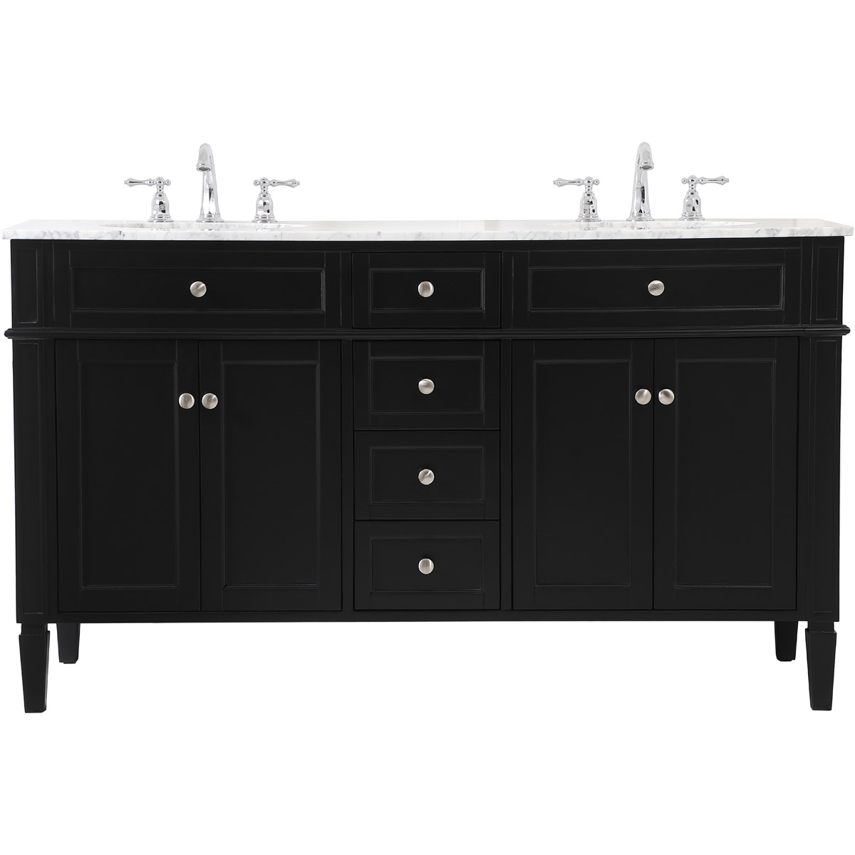 Park Avenue 60 X 21.5 X 35 inch Black Vanity Sink Set