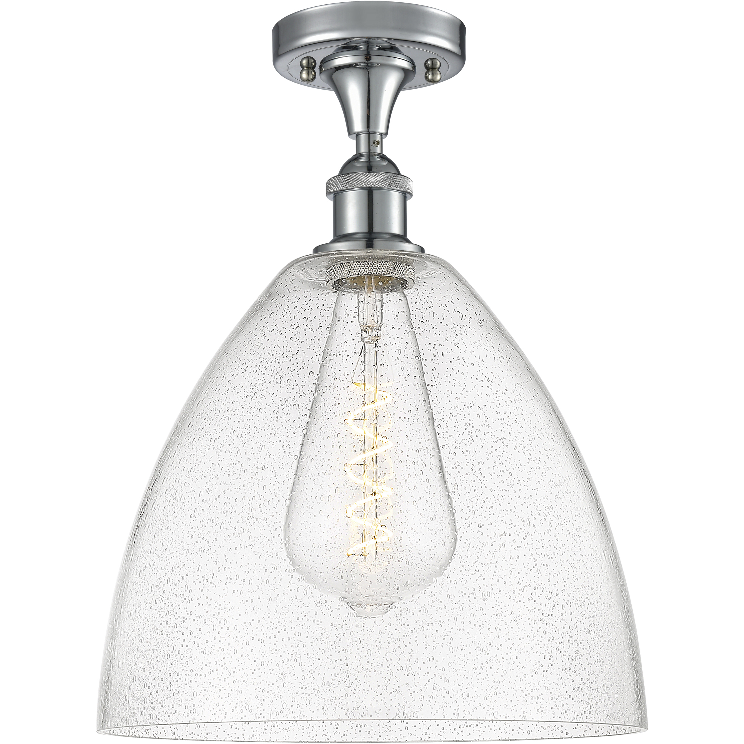 Edison Bristol Glass 1 Light 12 inch Polished Chrome Semi-Flush Mount Ceiling Light in Seedy Glass