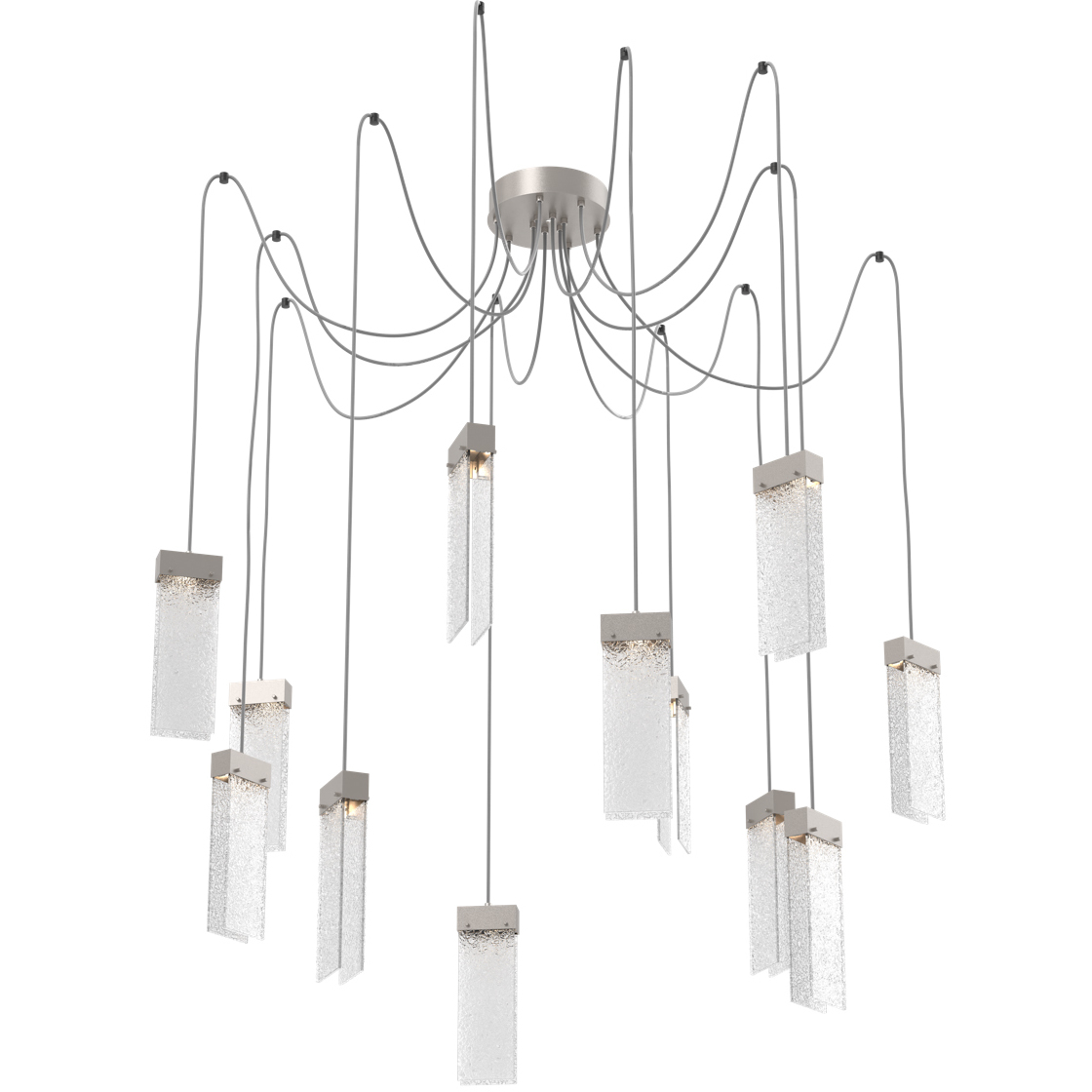 Parallel LED 13.3 inch Metallic Beige Silver Swag Multi-Pendant Ceiling Light in Clear Rimelight, 2700K LED