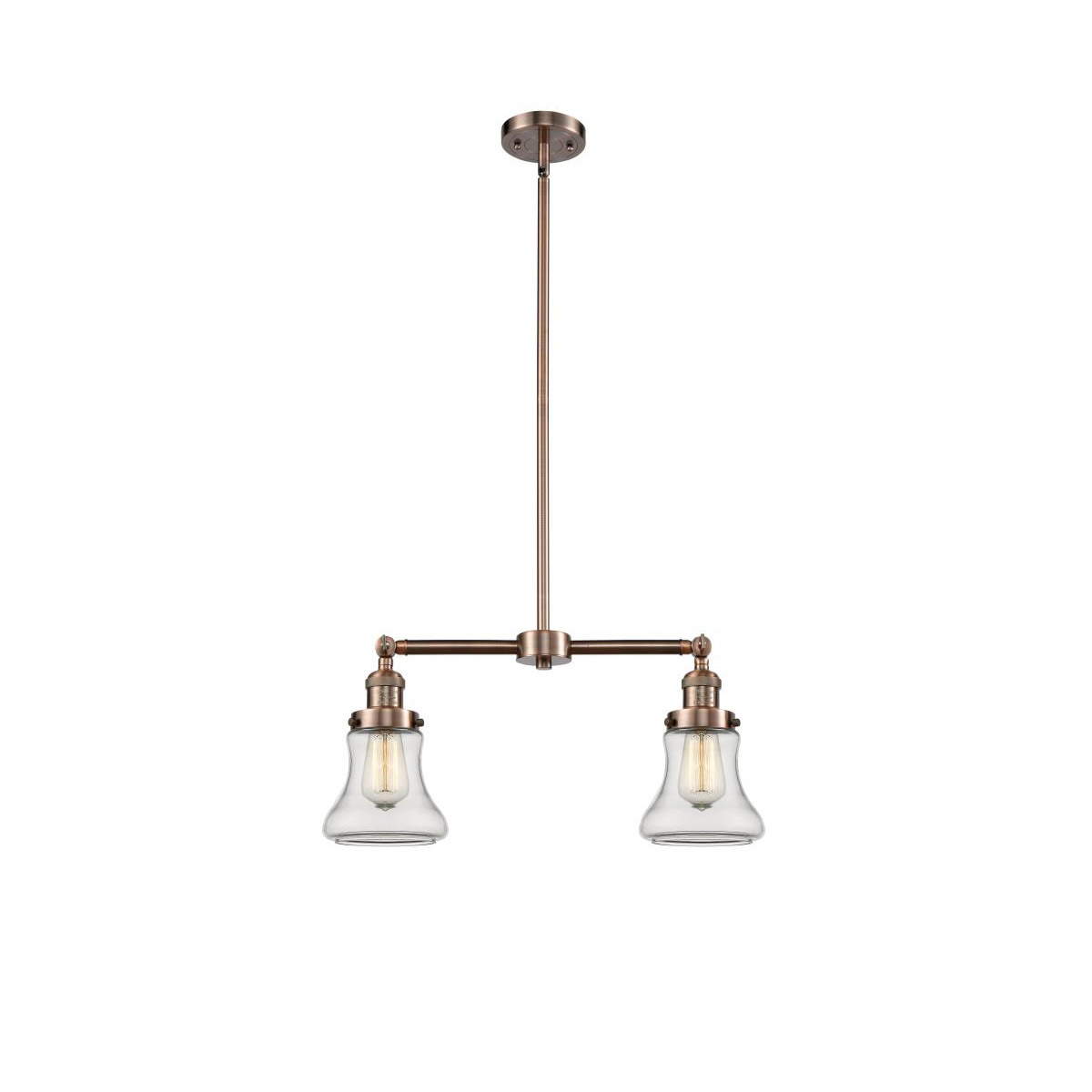Franklin Restoration Bellmont 2 Light 21 inch Antique Copper Chandelier Ceiling Light in Clear Glass, Franklin Restoration