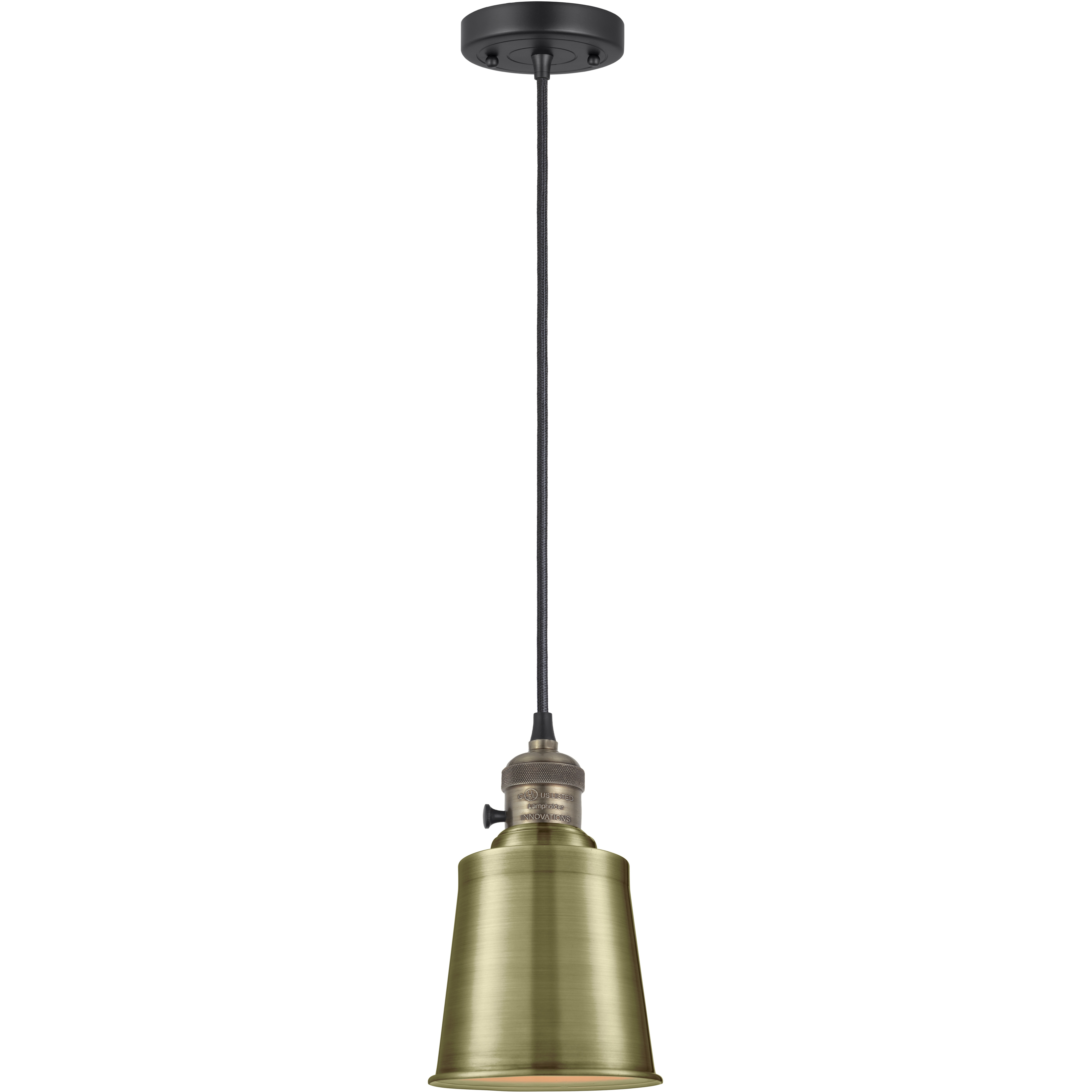 Franklin Restoration Addison LED 5 inch Black Antique Brass Mini Pendant Ceiling Light