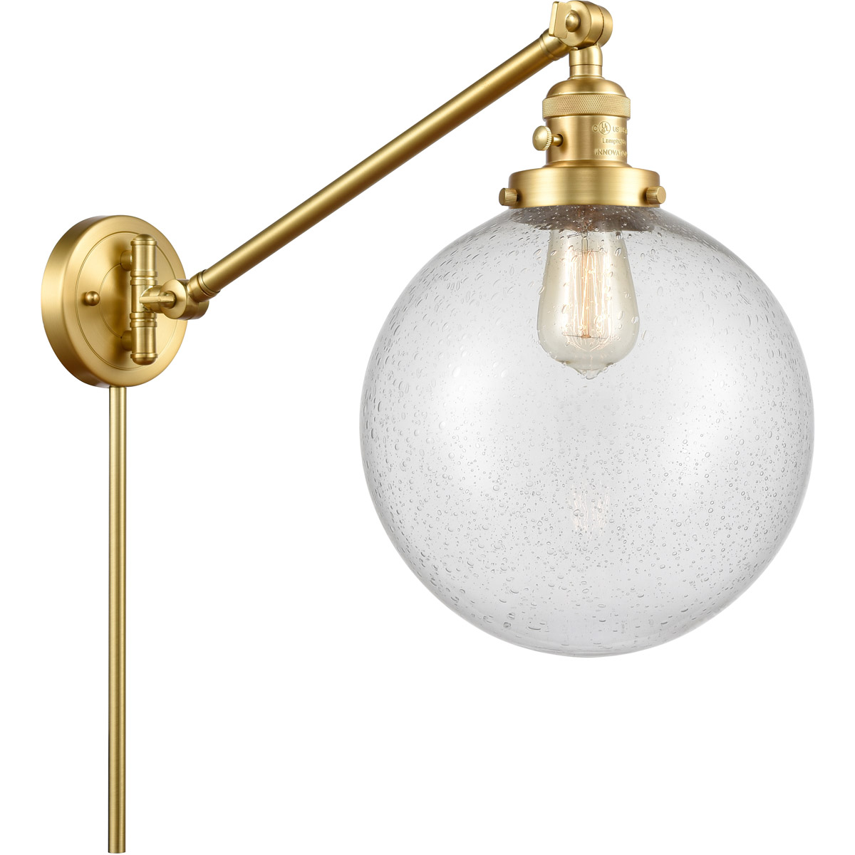 X-Large Beacon 18 inch 60.00 watt Satin Gold Swing Arm Wall Light, Franklin Restoration
