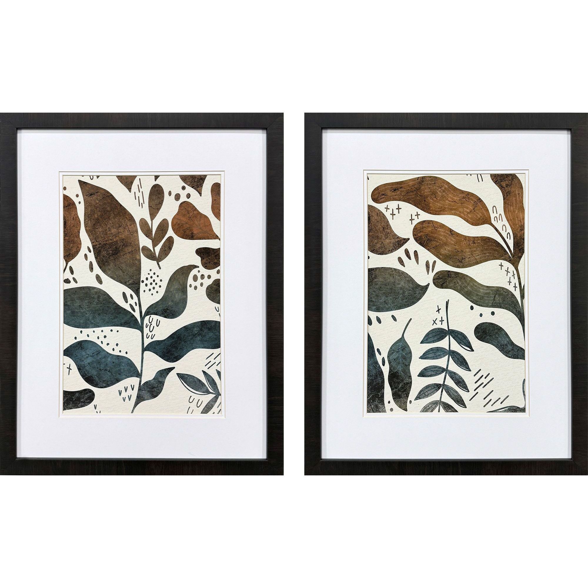 Dyed Fall Blue and Rust Framed Art, Propac