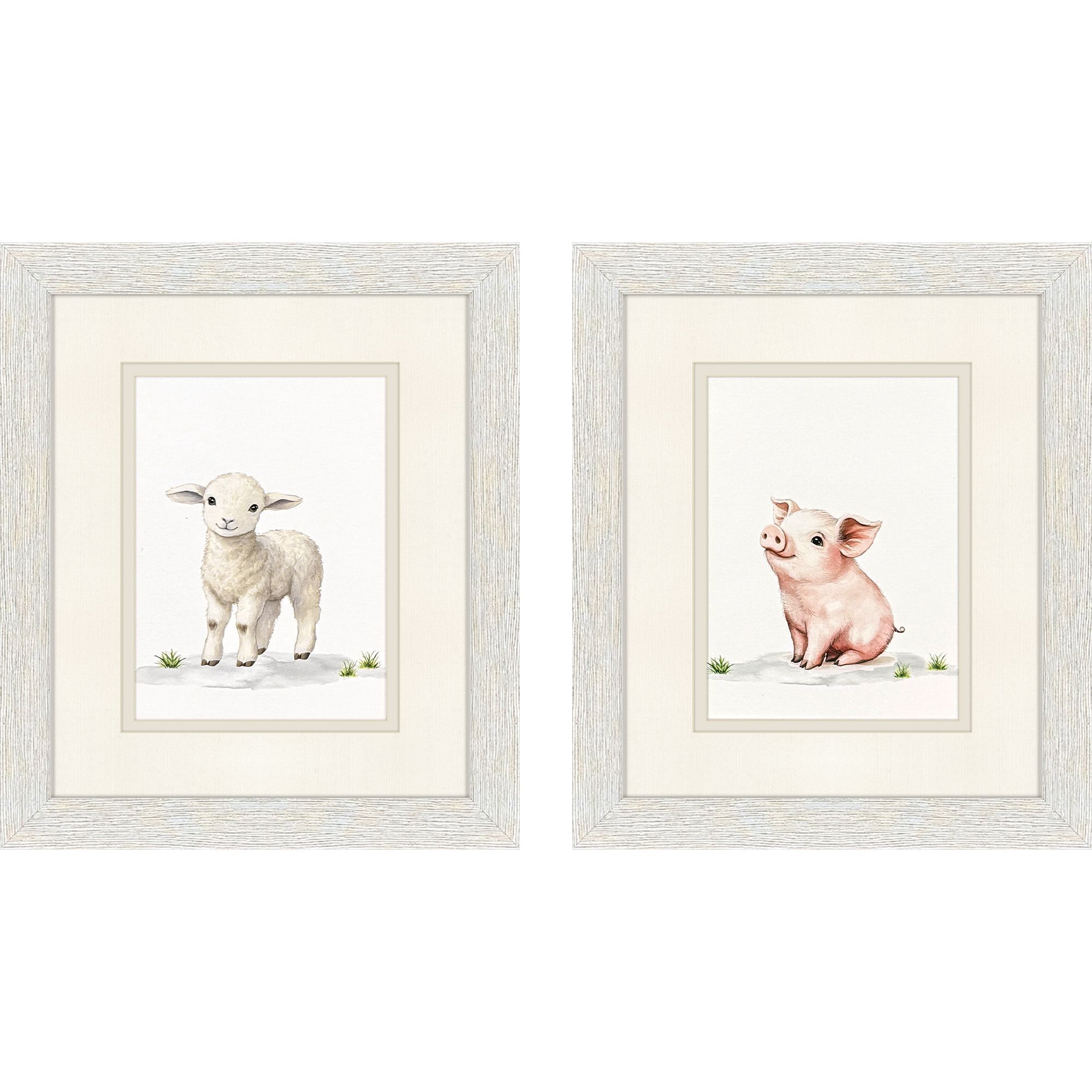 Farm Friends Multi and White and Pink and Gray Framed Art, Propac