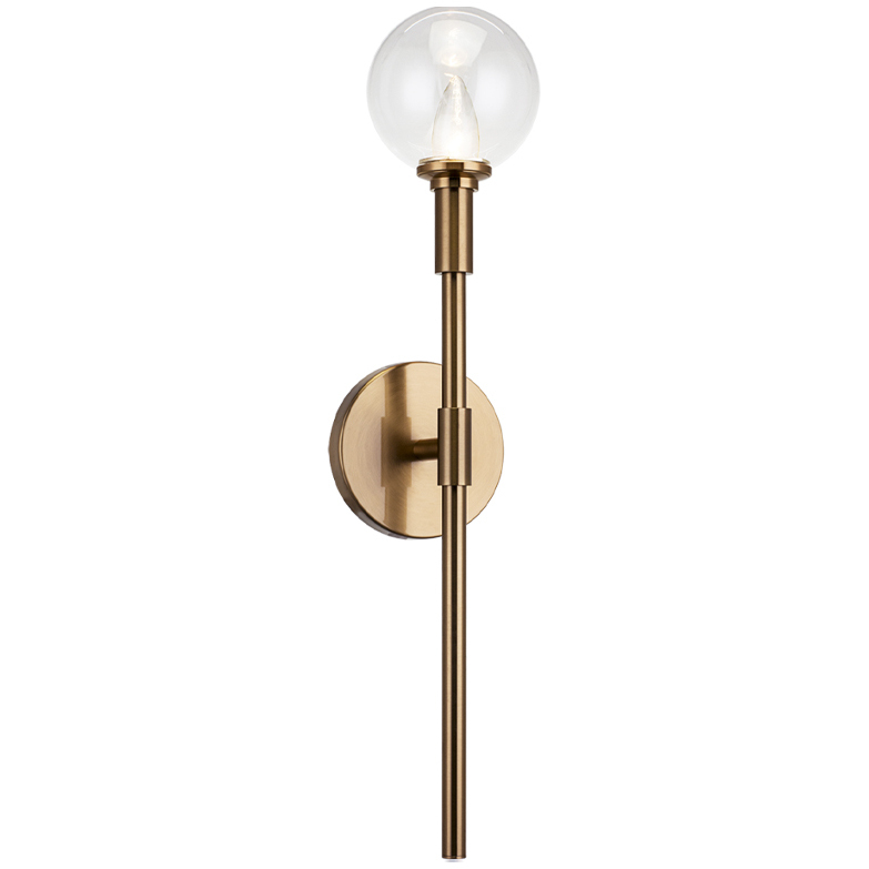 Candlestix 1 Light 4.75 inch Aged Gold Brass Wall Sconce Wall Light in Aged Gold Brass and Clear
