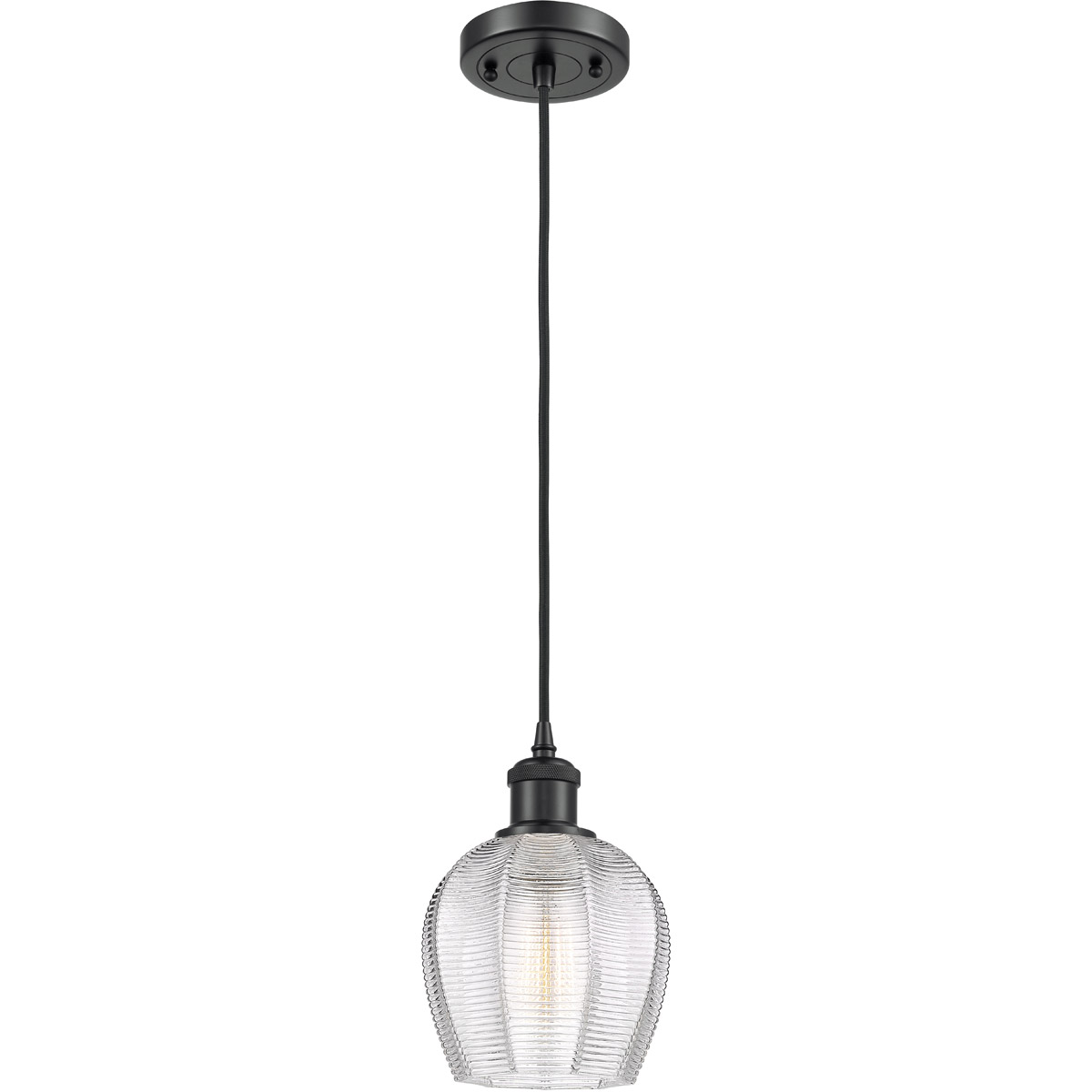 Ballston Norfolk LED 6 inch Matte Black Mini Pendant Ceiling Light in Clear Glass