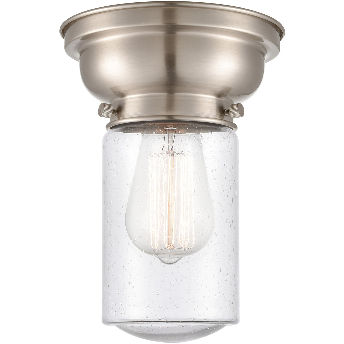 Aditi Dover 1 Light 6 inch Brushed Satin Nickel Flush Mount Ceiling Light in Seedy Glass, Aditi