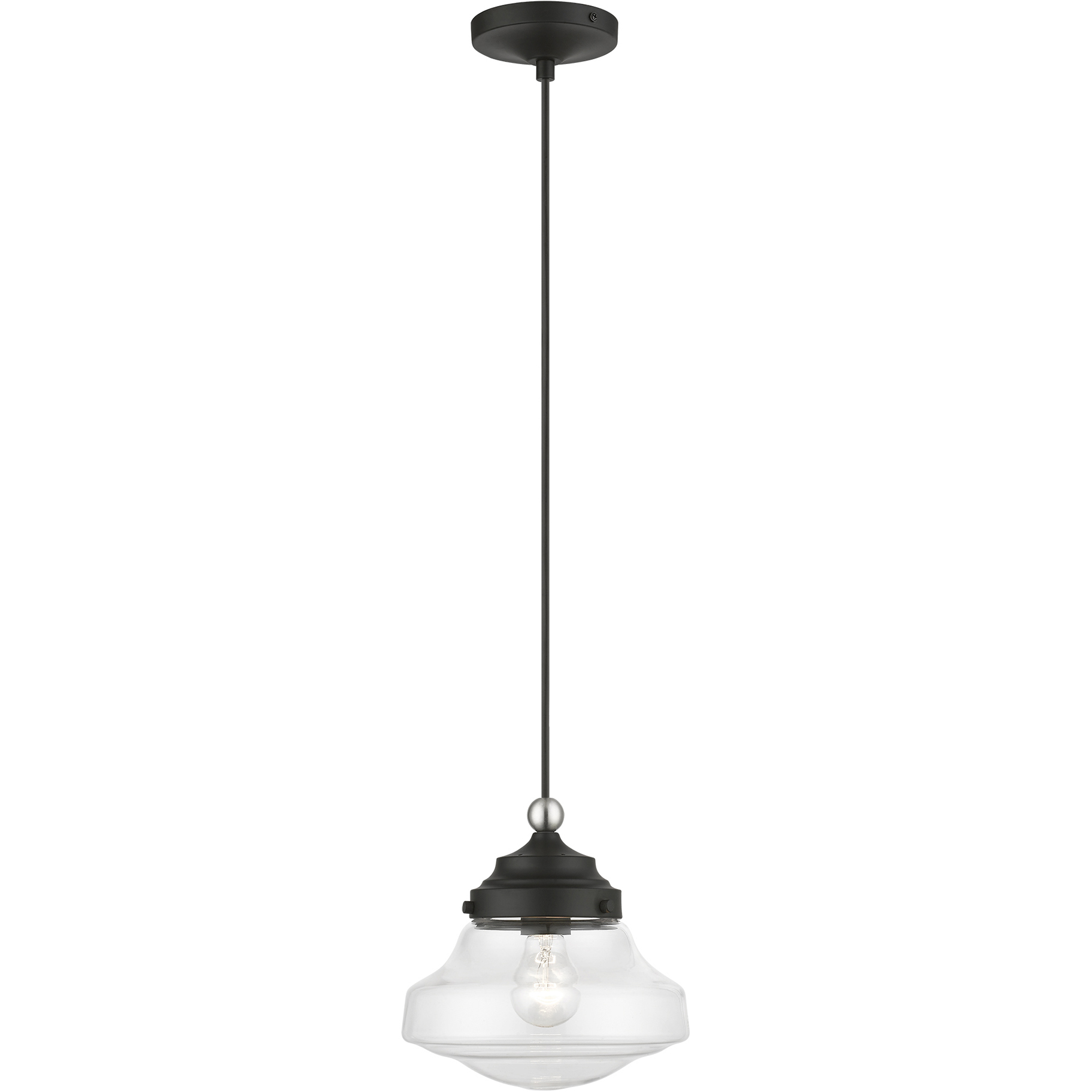 Avondale 1 Light 9 inch Black with Brushed Nickel Accent Mini Pendant Ceiling Light