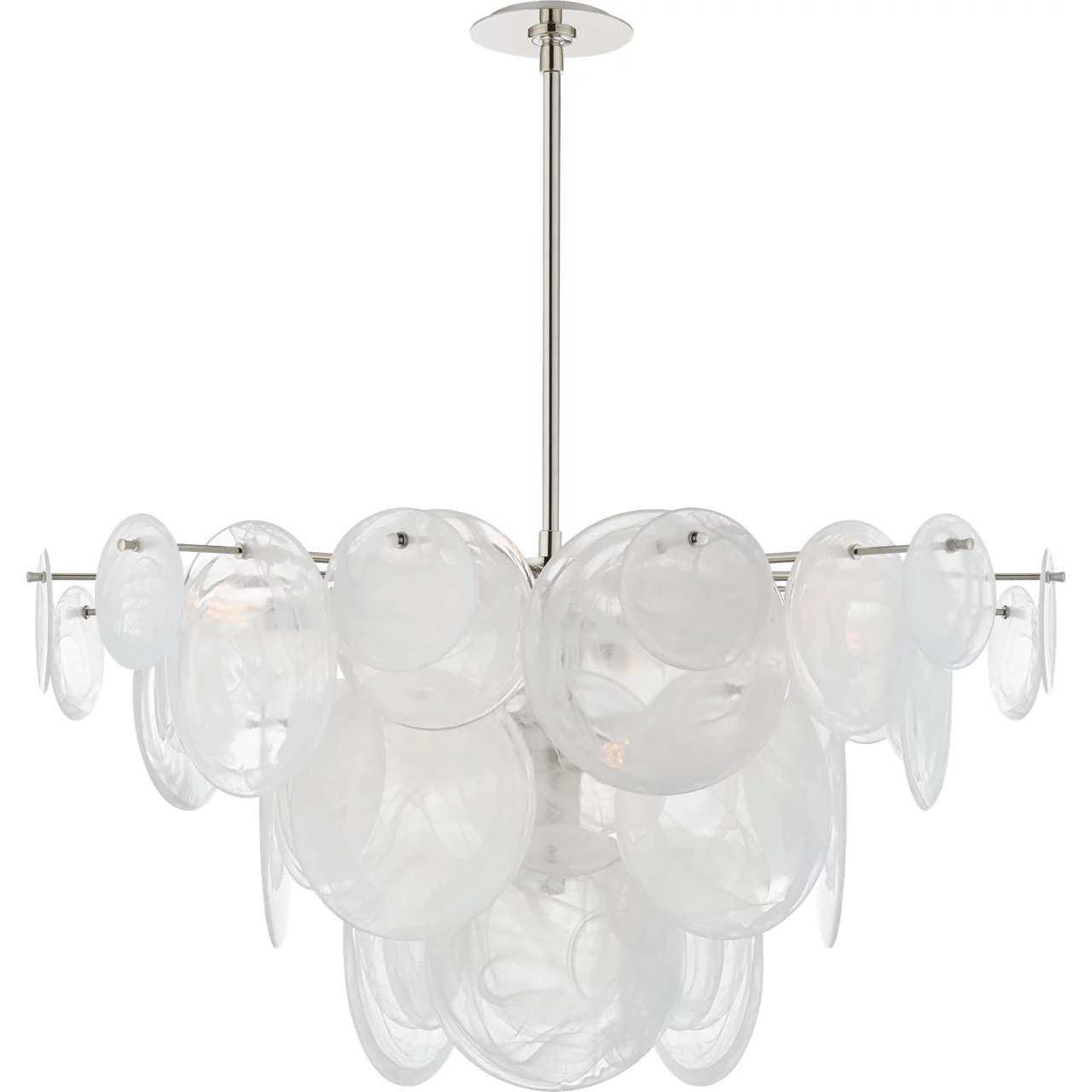 AERIN Loire 9 Light 37.25 inch Polished Nickel Chandelier Ceiling Light in White Strie Glass, Large