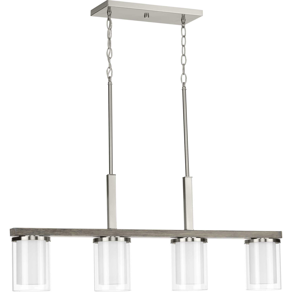 Beaches 4 Light 38 inch Brushed Nickel Linear Chandelier Ceiling Light