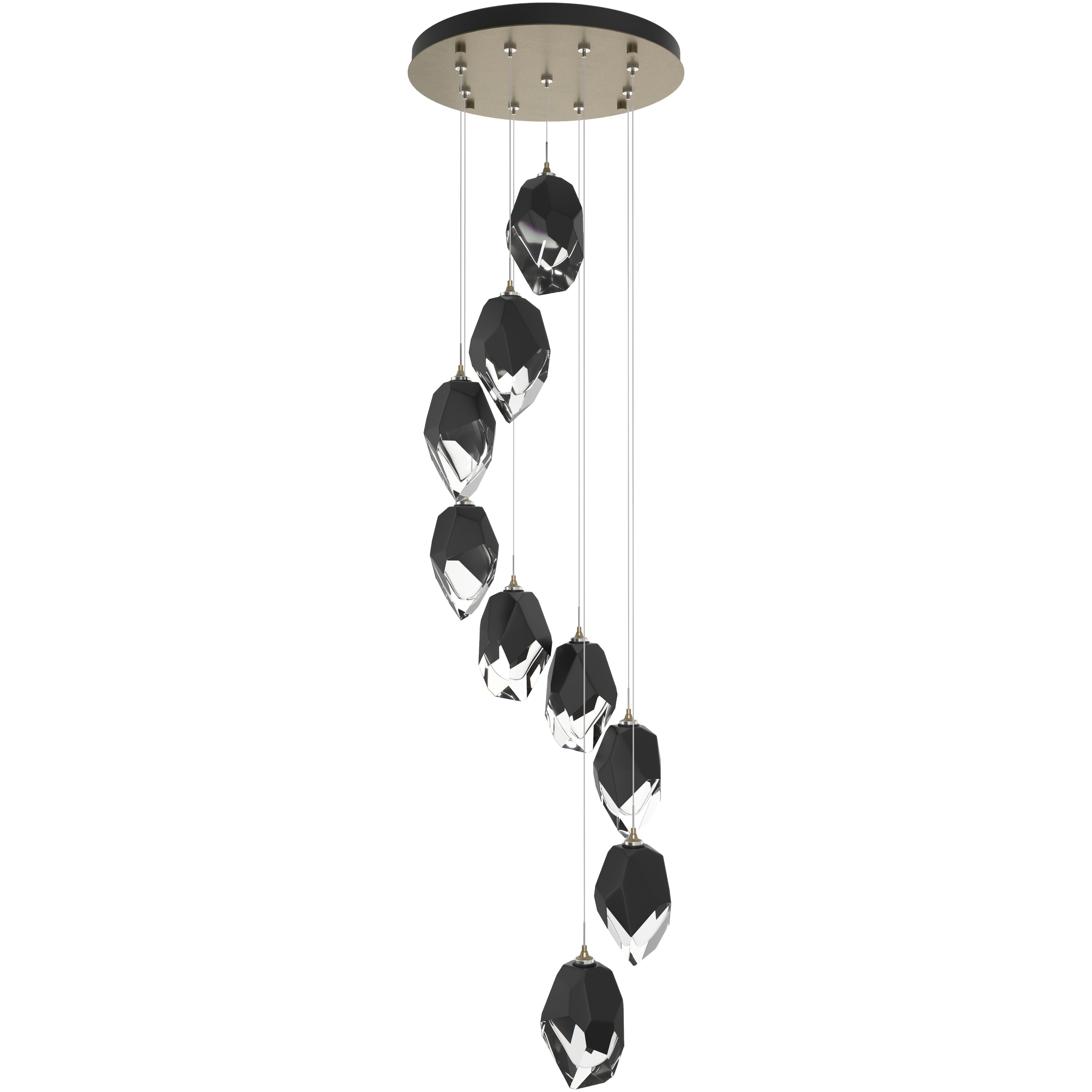Chrysalis 9 Light 20.5 inch Soft Gold Pendant Ceiling Light in Black Crystal, Long