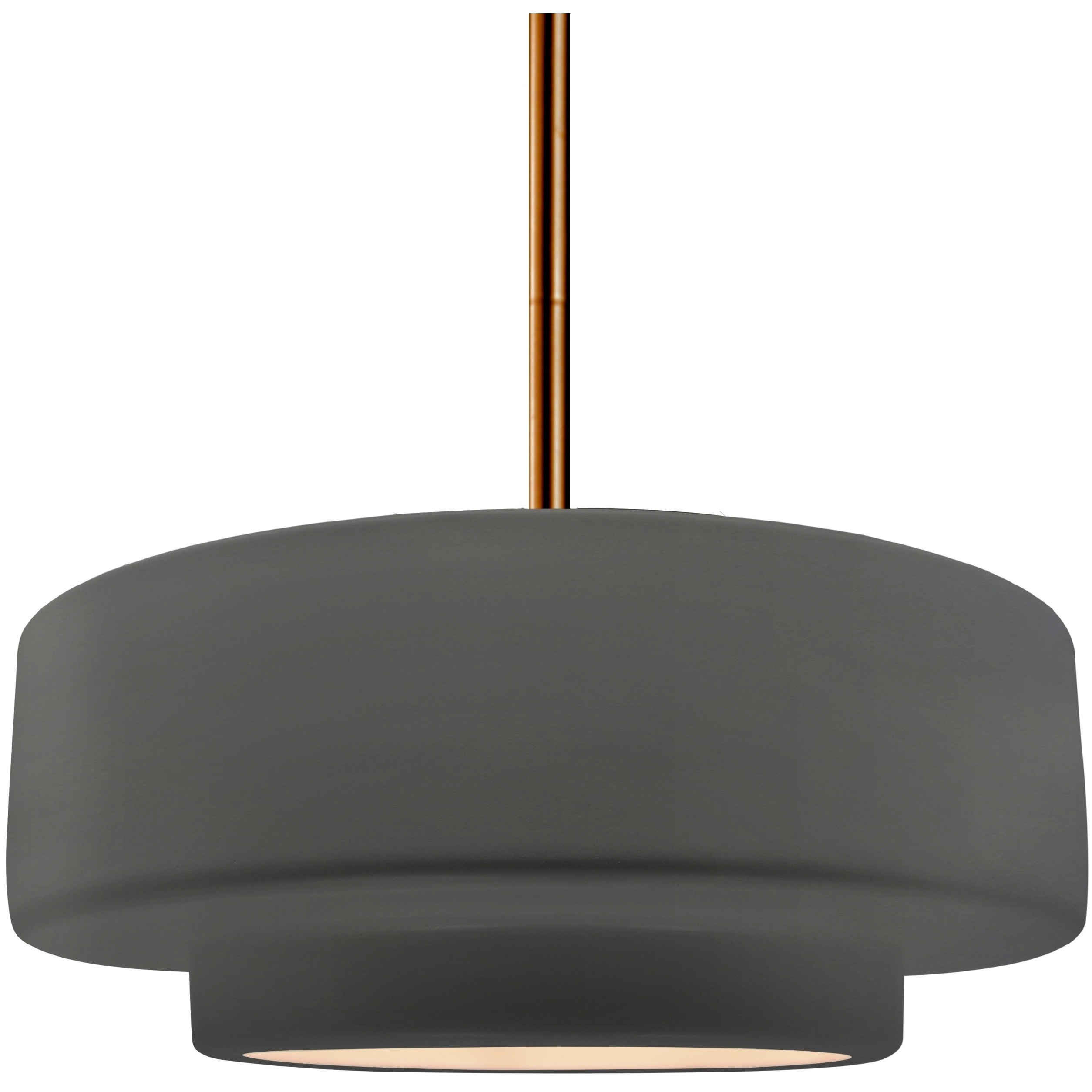 Radiance Collection - Tier Pendant Ceiling Light in Brushed Brass, Black Cord, Replaceable Bulb, Gloss Gray, 14.5W x 5.25H, Form+Finish+Function