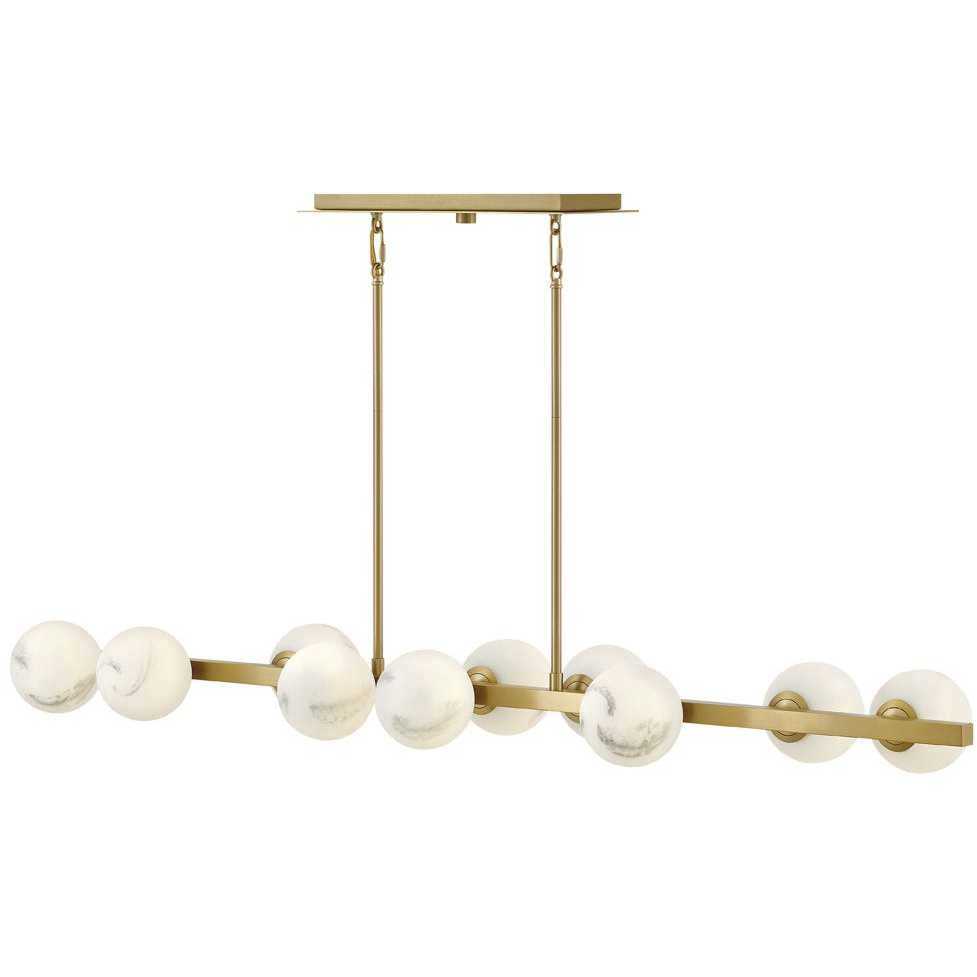 Selene LED 55 inch Lacquered Brass Chandelier Ceiling Light, Linear & Oval