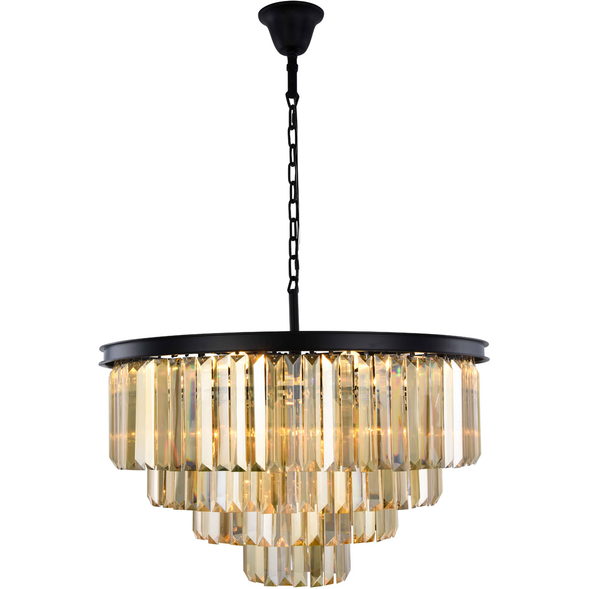 Sydney 17 Light 32 inch Matte Black Chandelier Ceiling Light in Golden Teak, Urban Classic