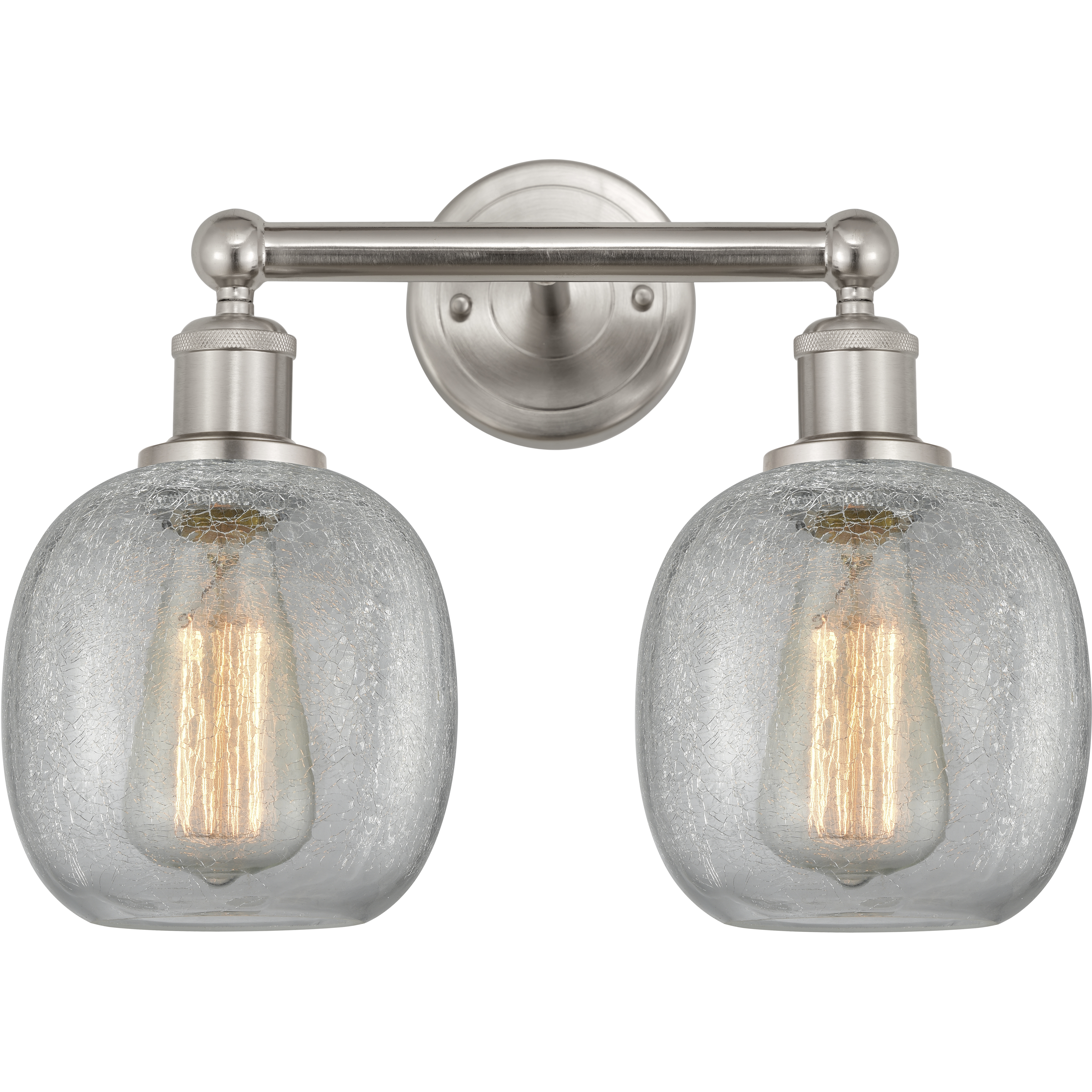 Edison Belfast 2 Light 15 inch Brushed Satin Nickel Bath Vanity Light Wall Light in Clear Crackle Glass