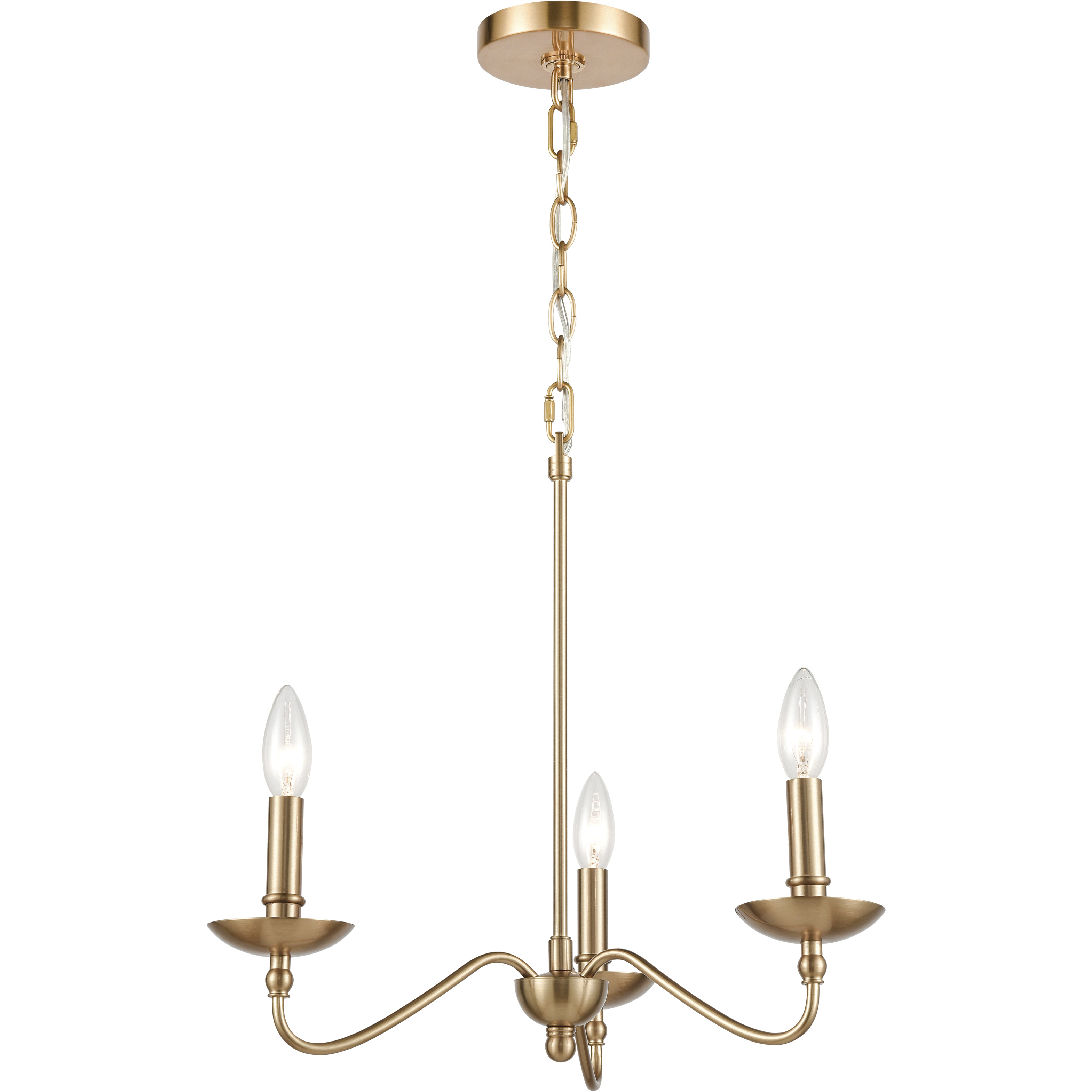 Wellsley 3 Light 18 inch Burnished Brass Chandelier Ceiling Light