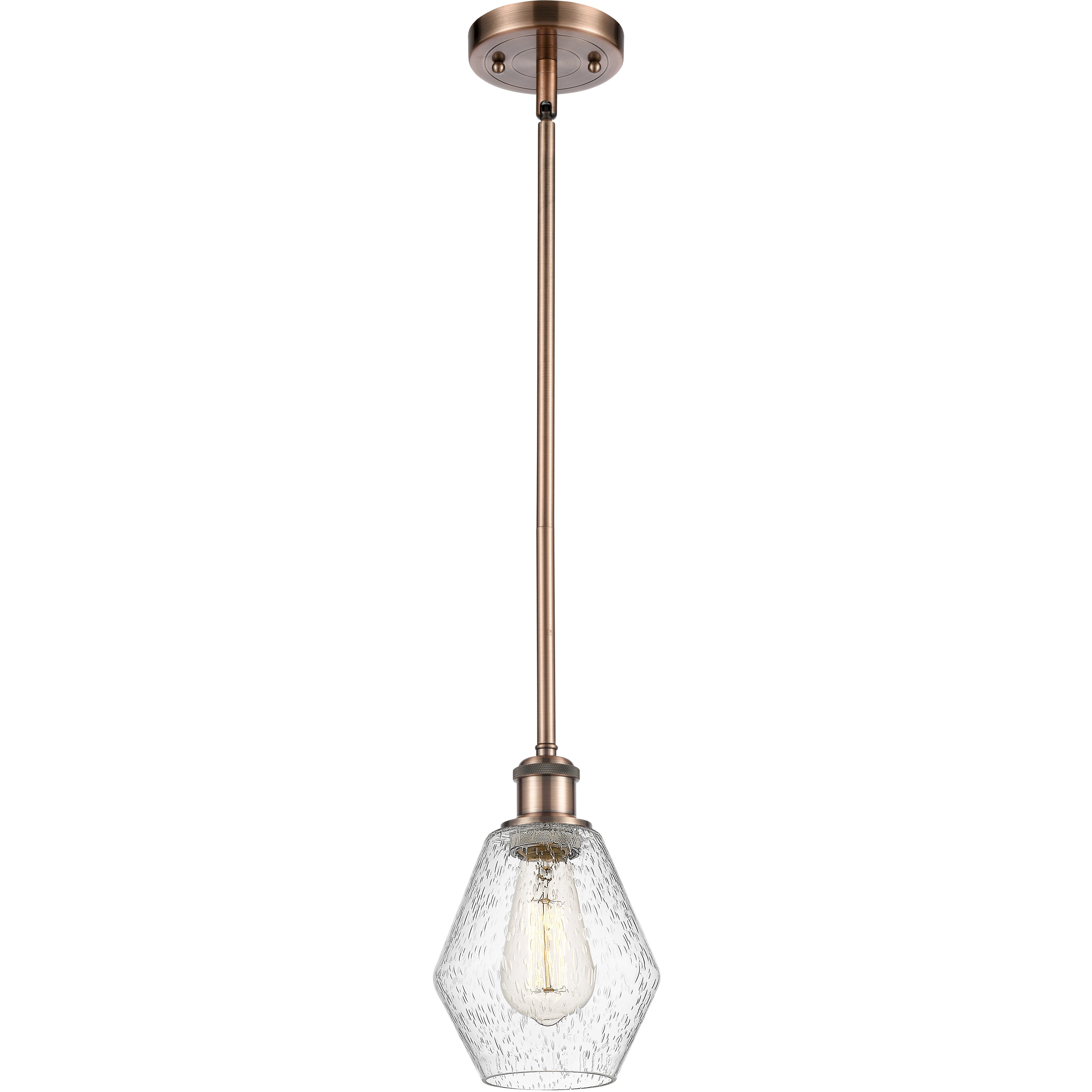 Ballston Cindyrella LED 6 inch Antique Copper Mini Pendant Ceiling Light in Seedy Glass