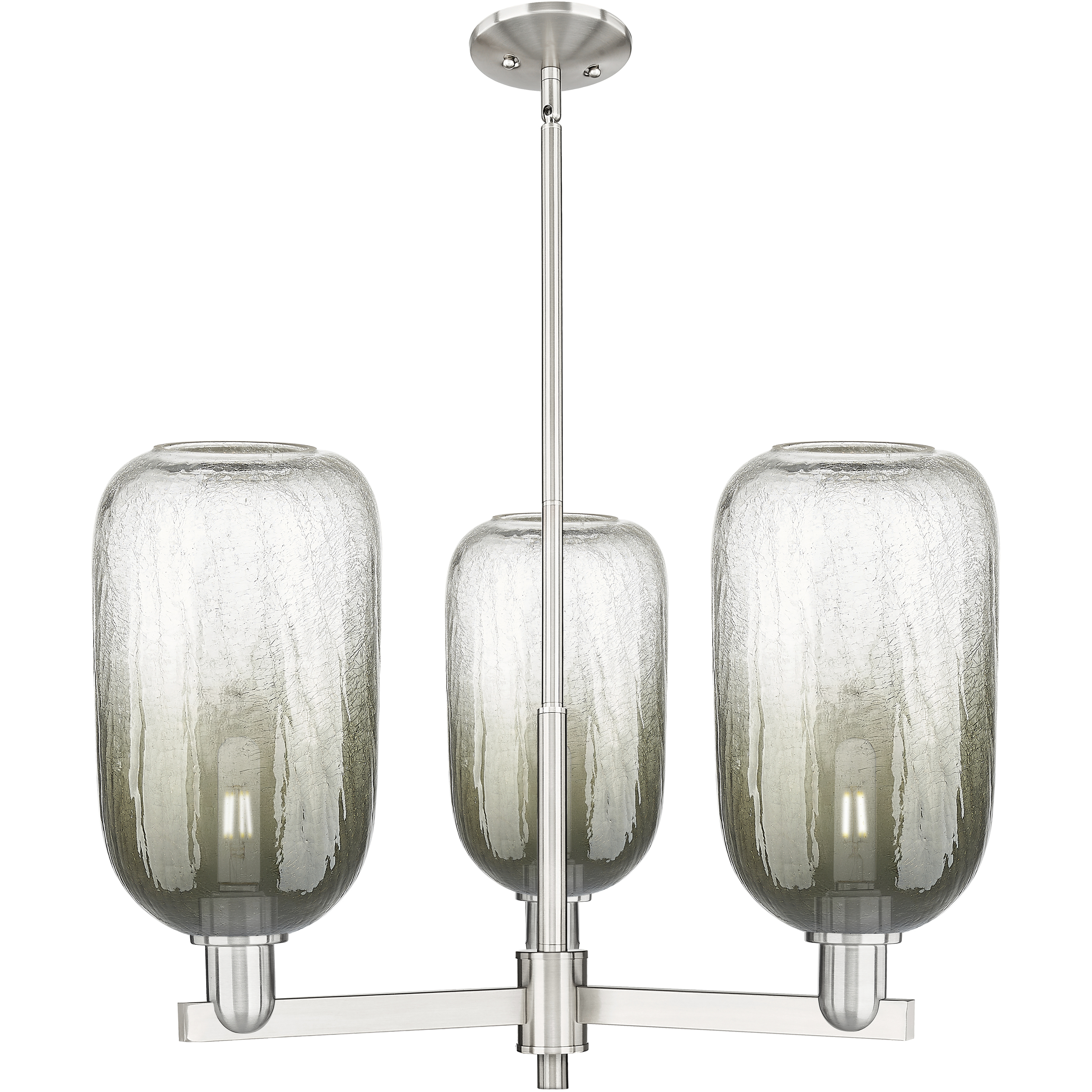 Brookhaven Cloche 3 Light 17.63 inch Satin Nickel Chandelier Ceiling Light in Slate Glass