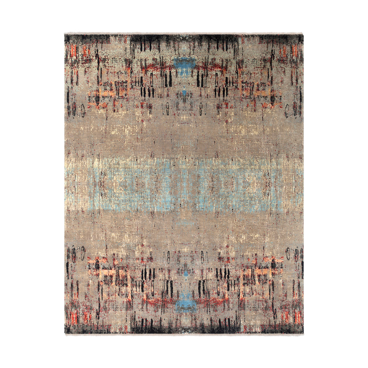 Colaba 120 X 96 inch Camel/Aqua/Tan/Butter/Peach/Rust/Coral/Black Rugs, Wool and Silk