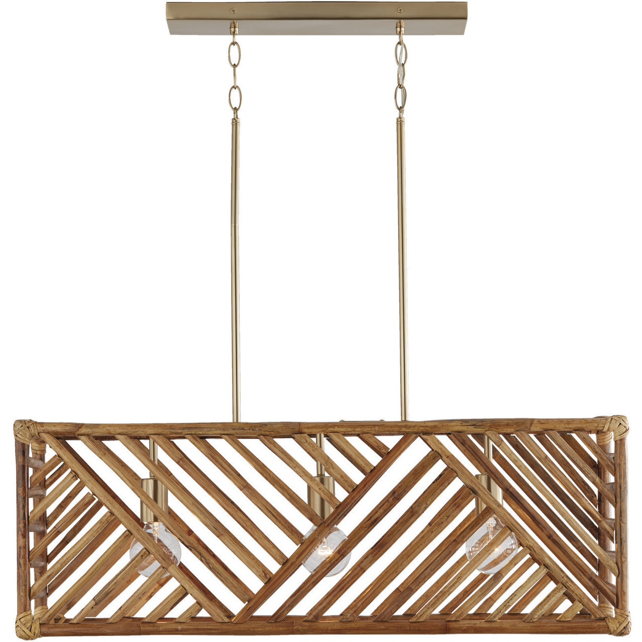 Soleil 3 Light 35.5 inch Matte Brass Island Light Ceiling Light