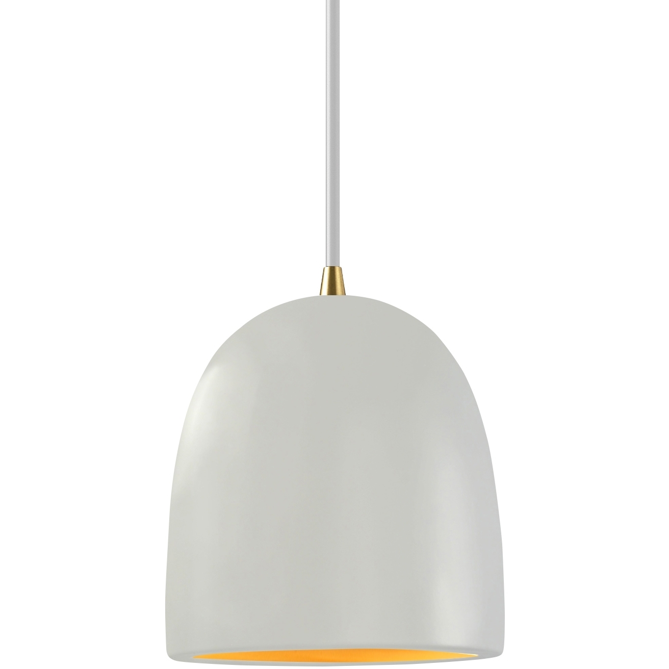 Radiance Collection - Bell Single Drop Pendant in Antique Brass, Dedicated LED, Matte White with Champagne Gold interior, White, Form+Finish+Function