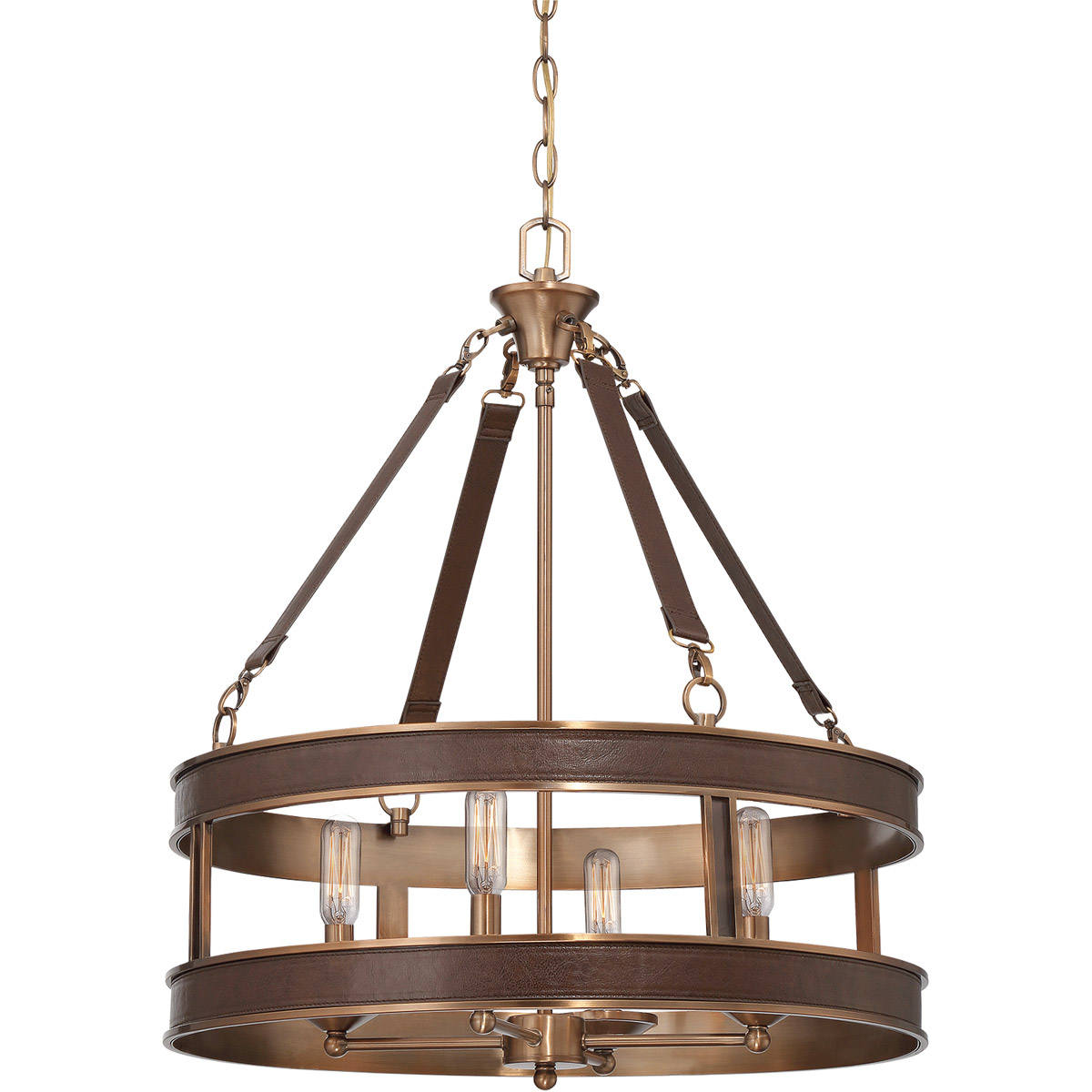 Harrington 4 Light 22 inch Brown Leather Pendant Ceiling Light