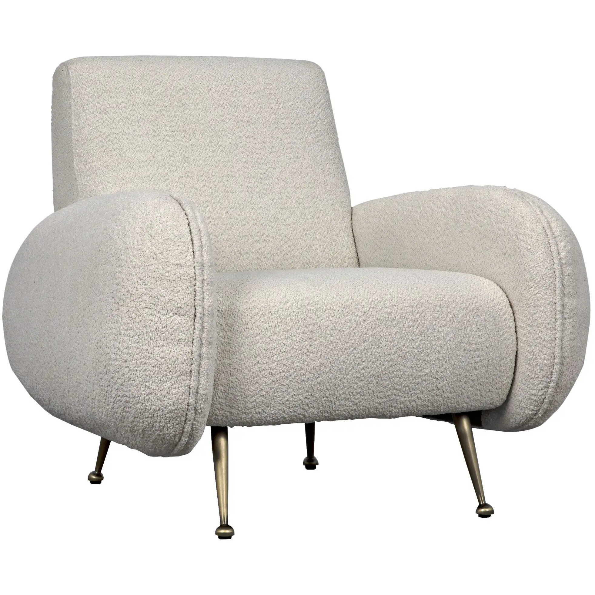 Hera Antique Brass and Off White fabric Occasional Chair