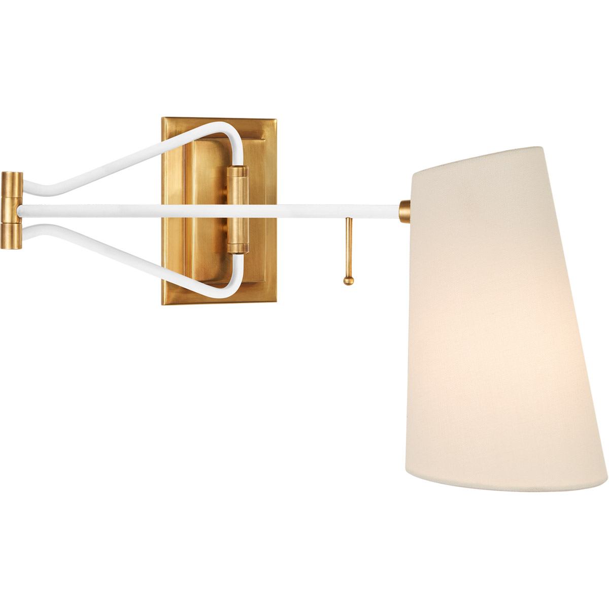 AERIN Keil 29 inch 40 watt Hand-Rubbed Antique Brass and White Swing Arm Wall Light