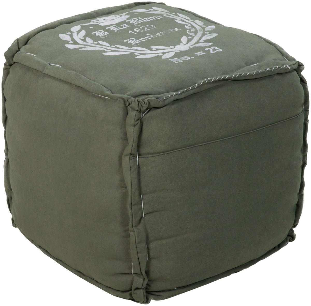 Bonjour Medium Green / White Pouf