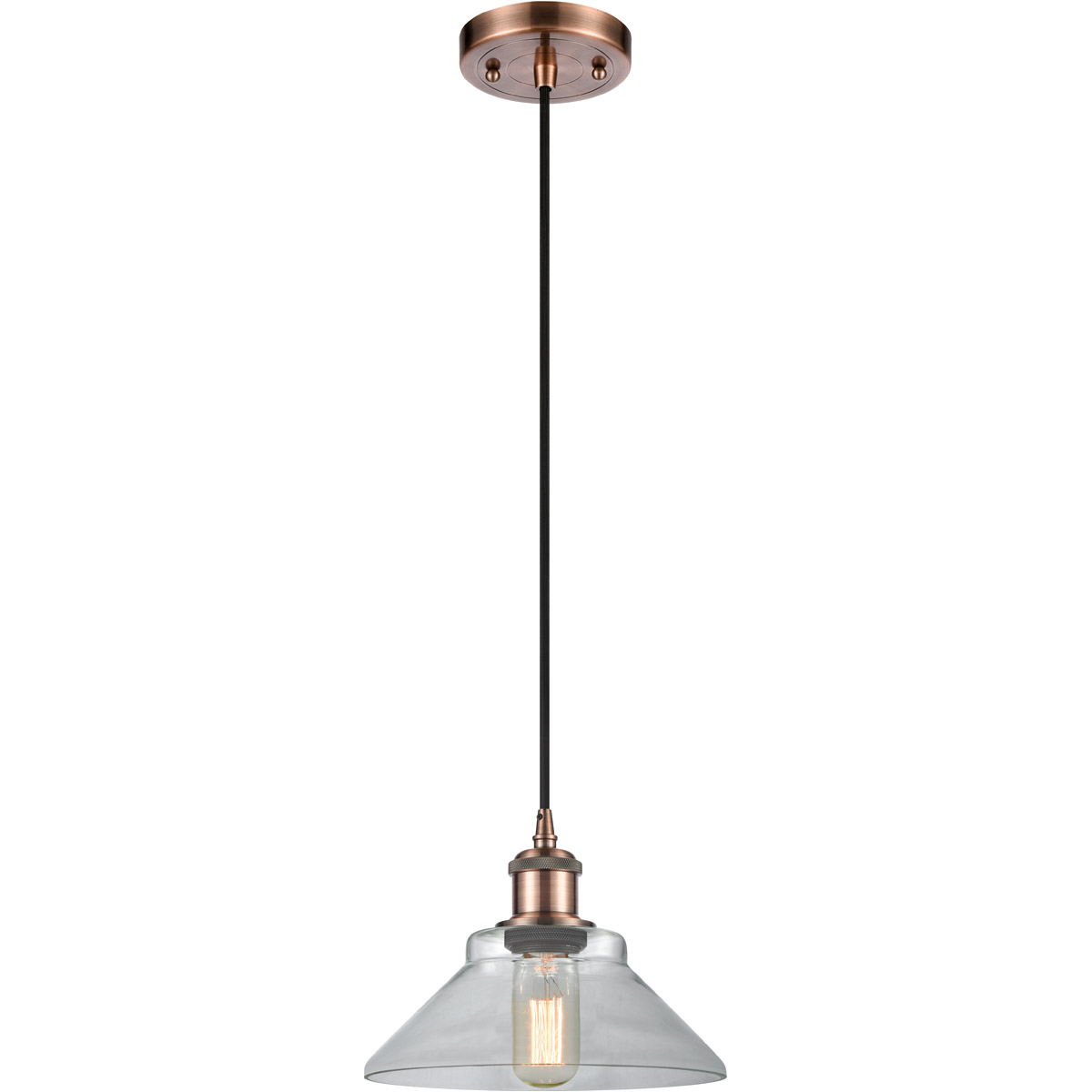 Ballston Orwell 1 Light 8 inch Antique Copper Mini Pendant Ceiling Light in Clear Glass, Ballston