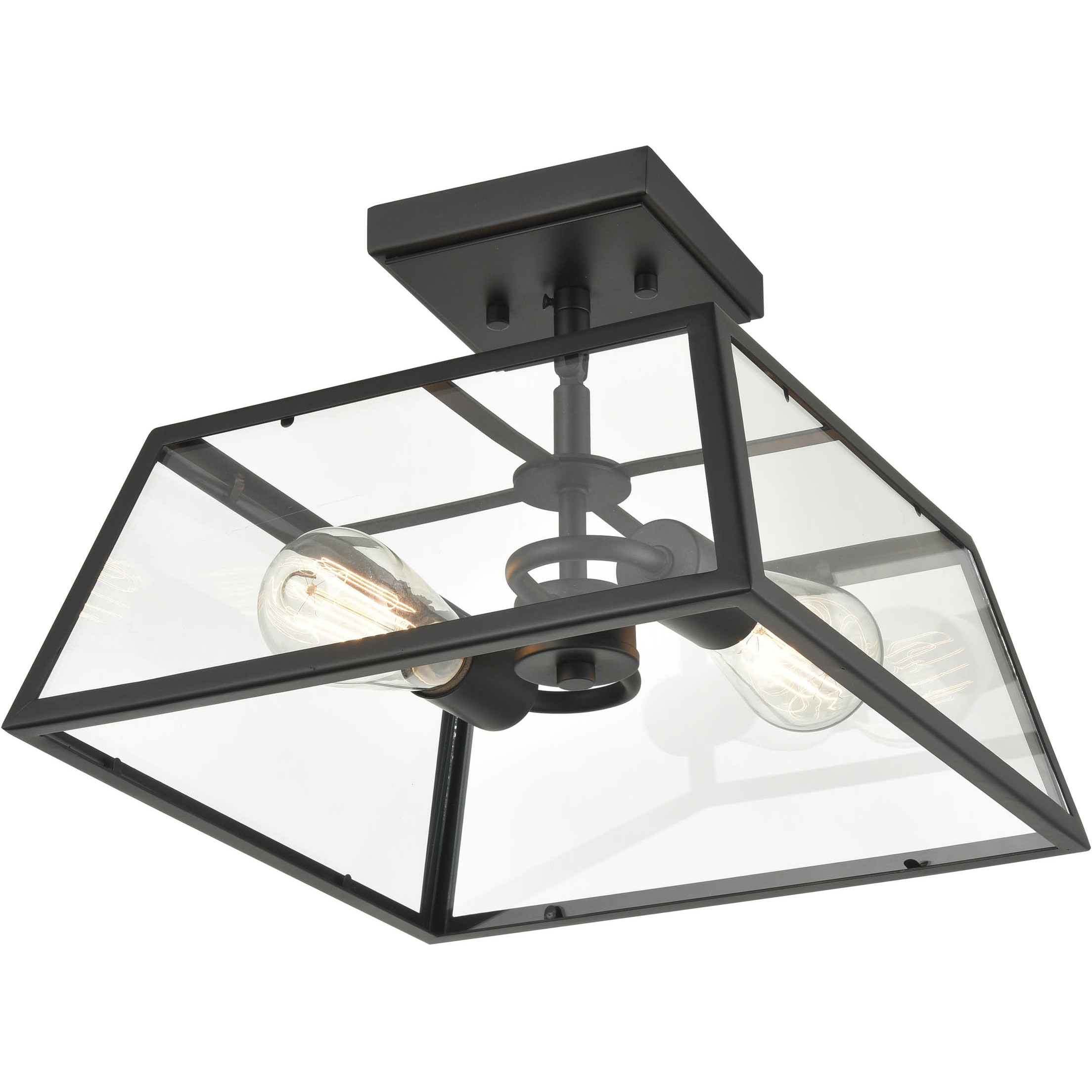 Grant 2 Light 13 inch Powder Coated Black Outdoor Flush Mount