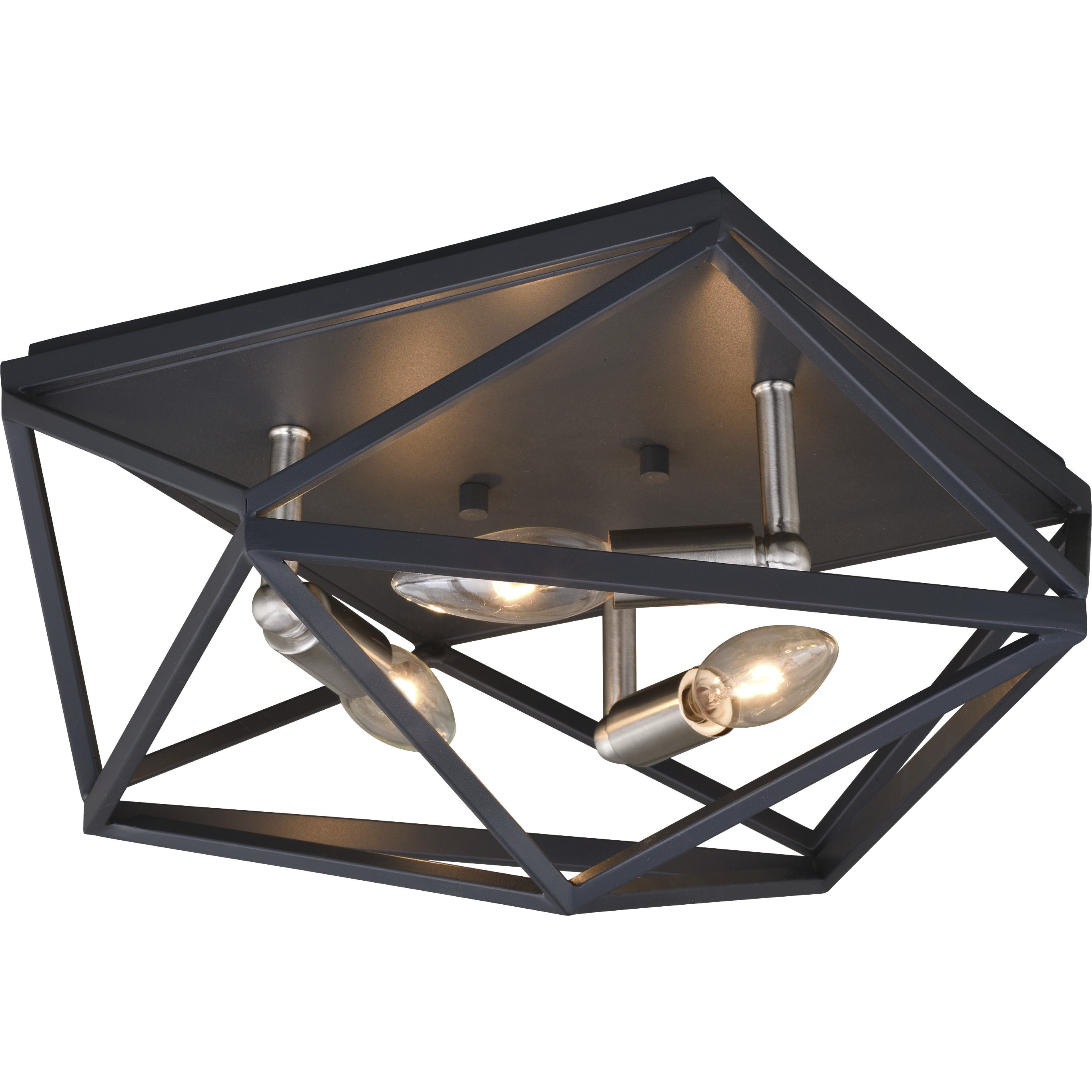Hailey LED 15 inch Black Graphite and Satin Nickel Flush Mount Ceiling Light