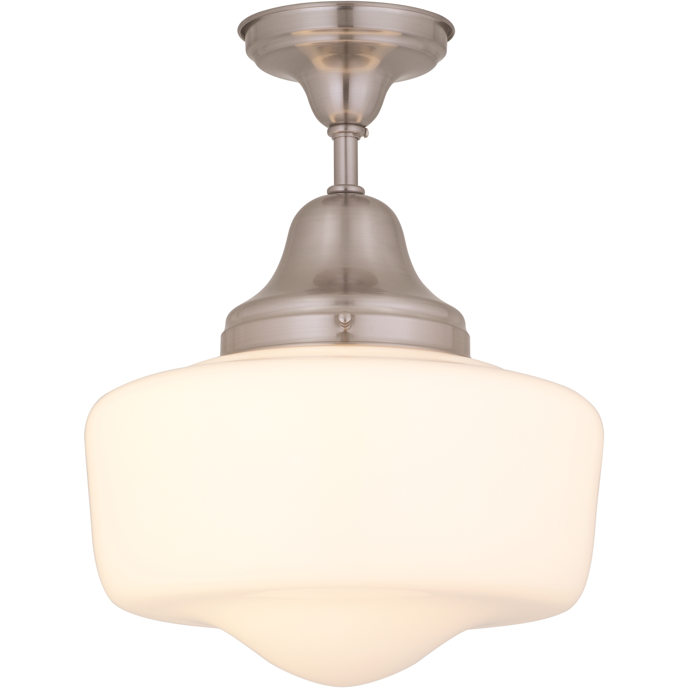Schoolhouse 1 Light 14 inch Satin Nickel Semi-flush Mount Ceiling Light