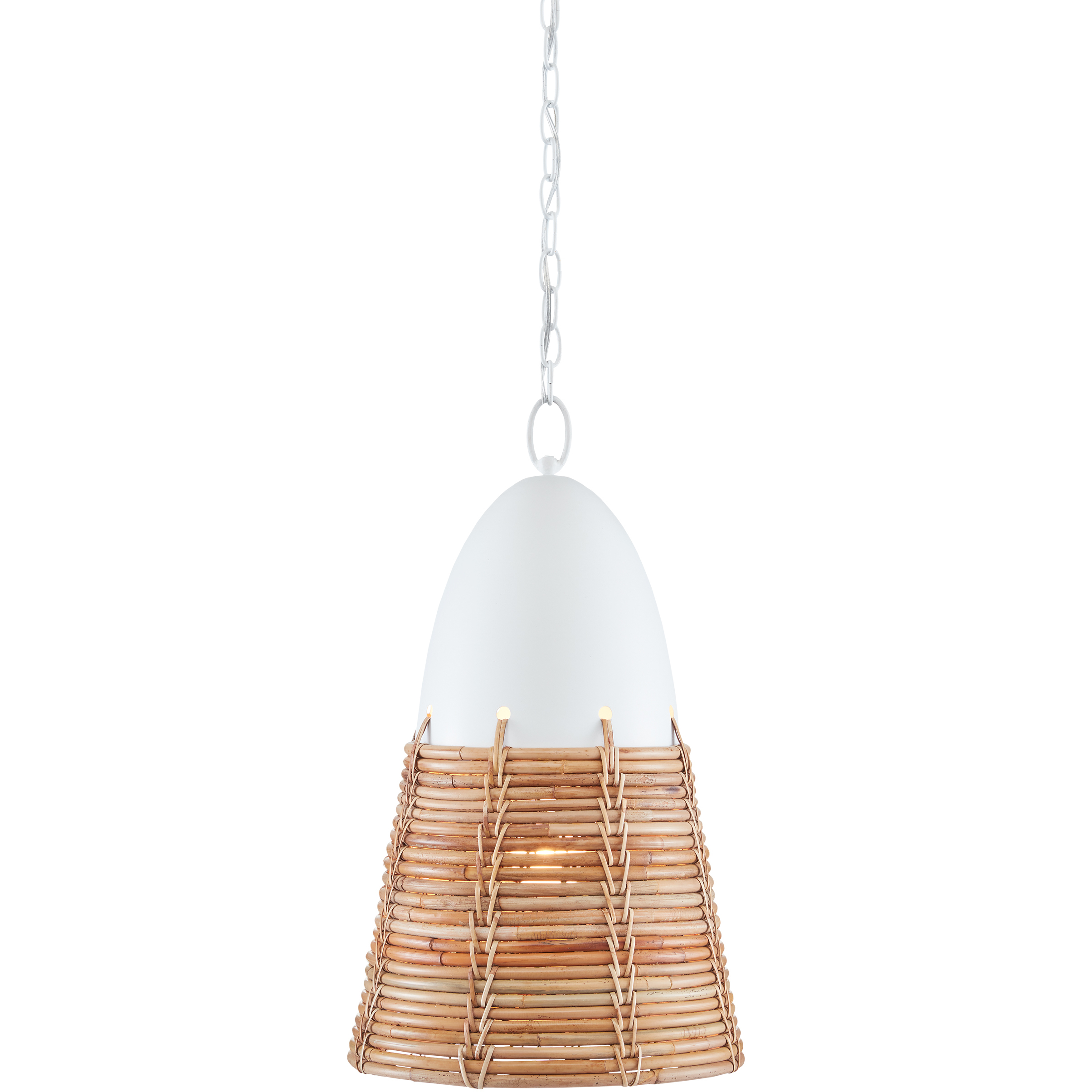 Arundo 1 Light 13.75 inch Gesso White/Natural Rattan Pendant Ceiling Light