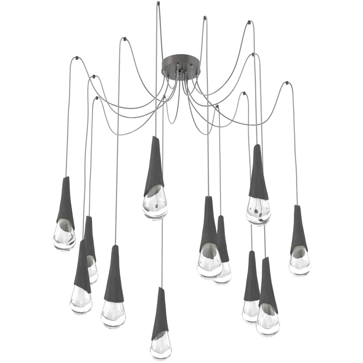 Hailstone LED 13.6 inch Graphite with Charcoal Swag Multi-Pendant Ceiling Light