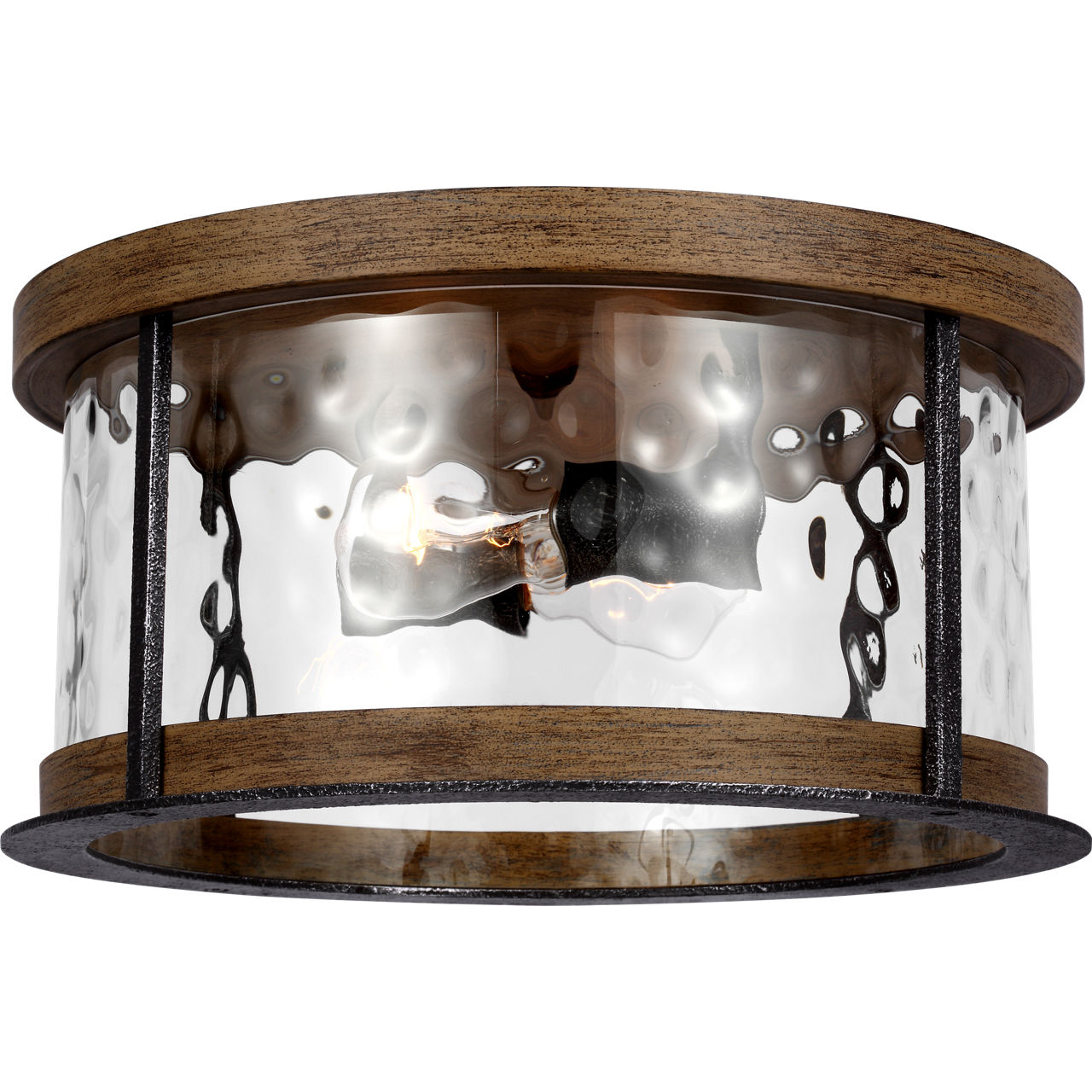 Sean Lavin Angelo 2 Light 13.75 inch Distressed Weathered Oak / Slate Grey Metal Flush Mount Ceiling Light