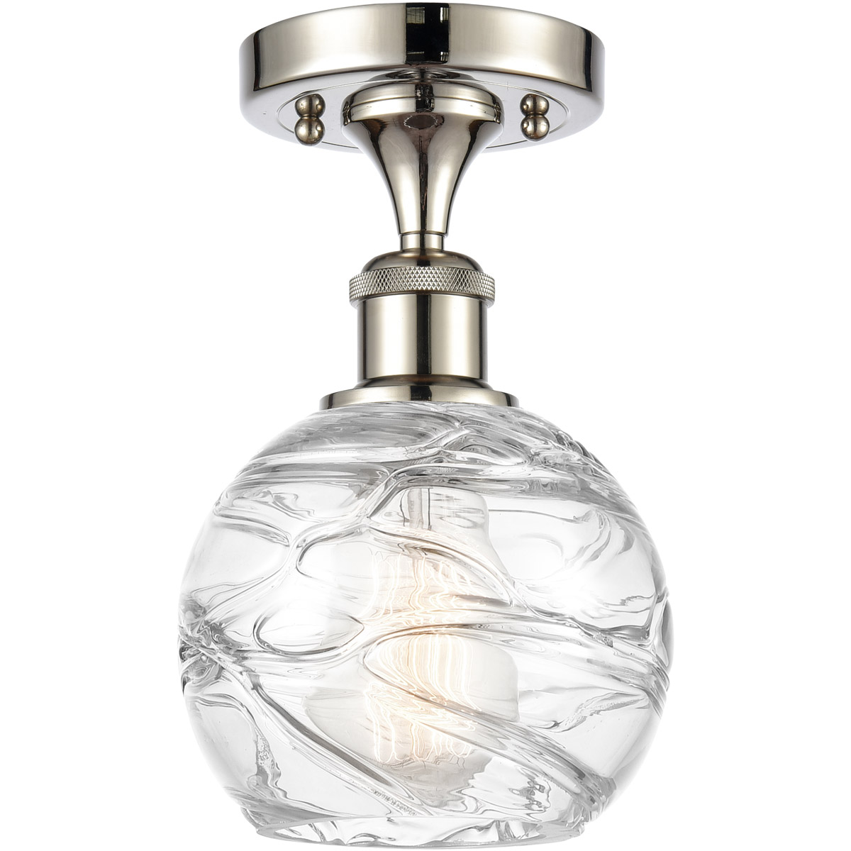 Ballston Small Deco Swirl 1 Light 6 inch Polished Nickel Semi-Flush Mount Ceiling Light, Ballston