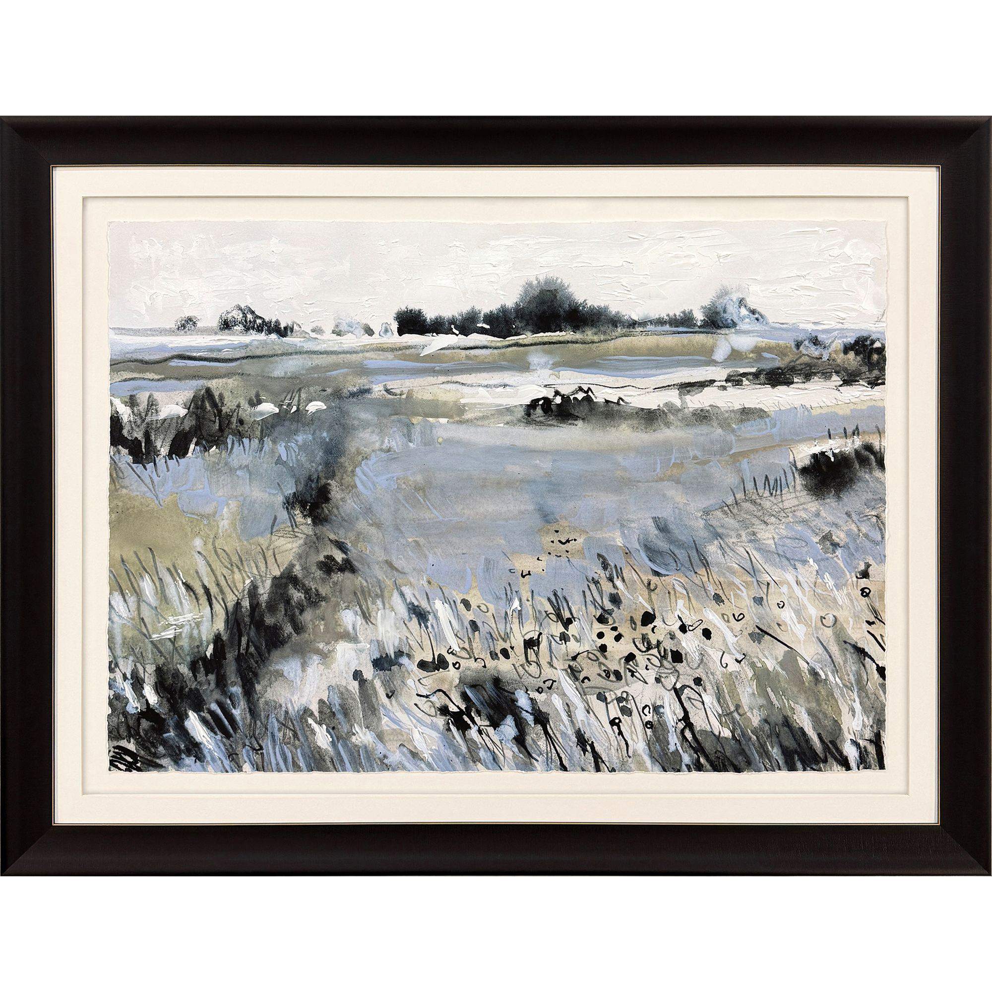 Slate Landscape Blue and Black and Gray and Multi Framed Art