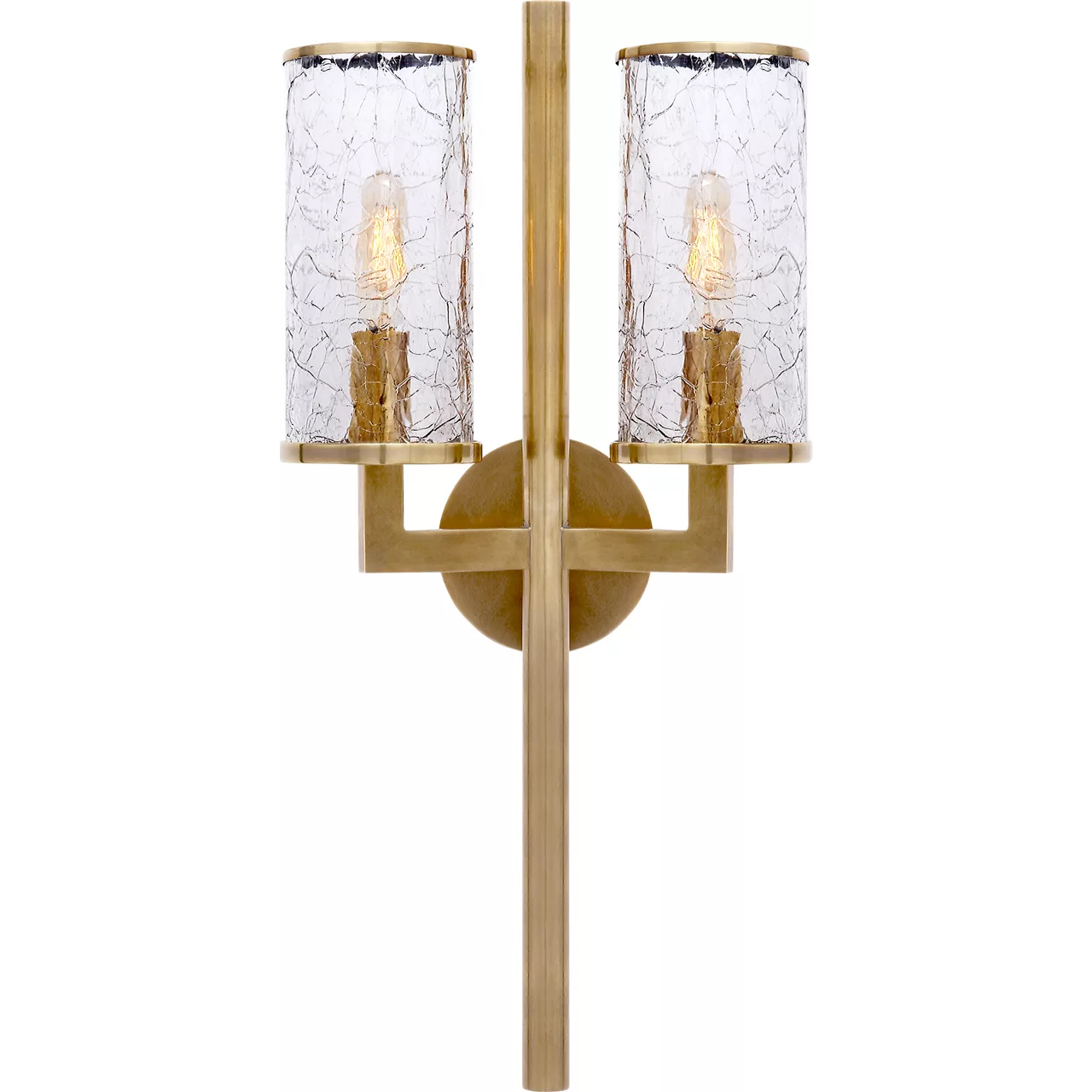 Kelly Wearstler Liaison 2 Light 9.5 inch Antique-Burnished Brass Double Sconce Wall Light in Crackle Glass
