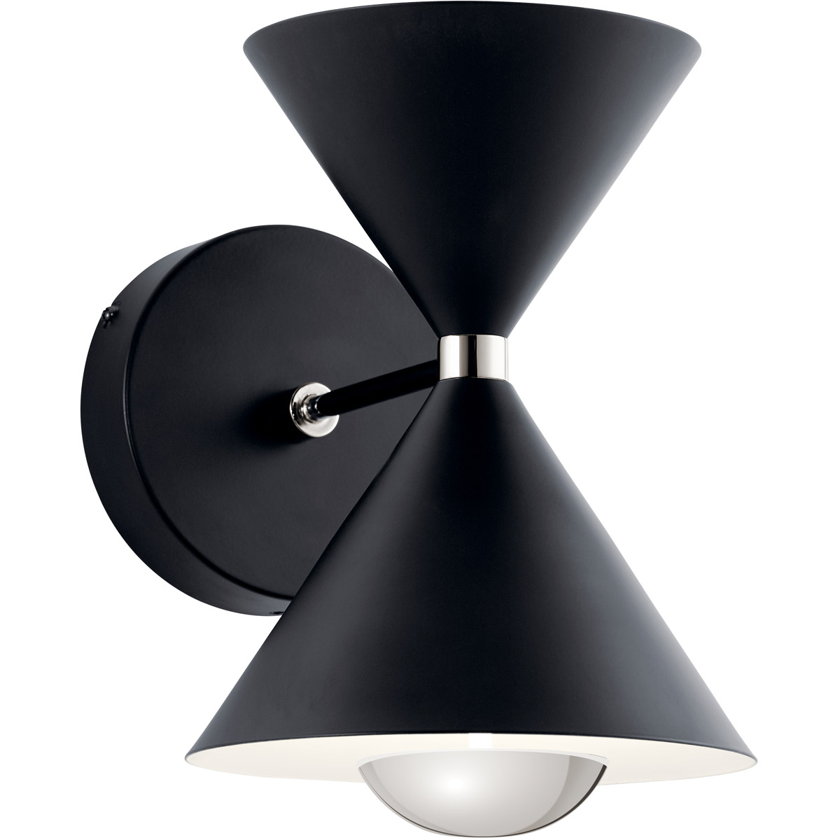 Elan 84131 Kordan LED 8 inch Matte Black Wall Sconce Wall Light in Black and Polished Nickel