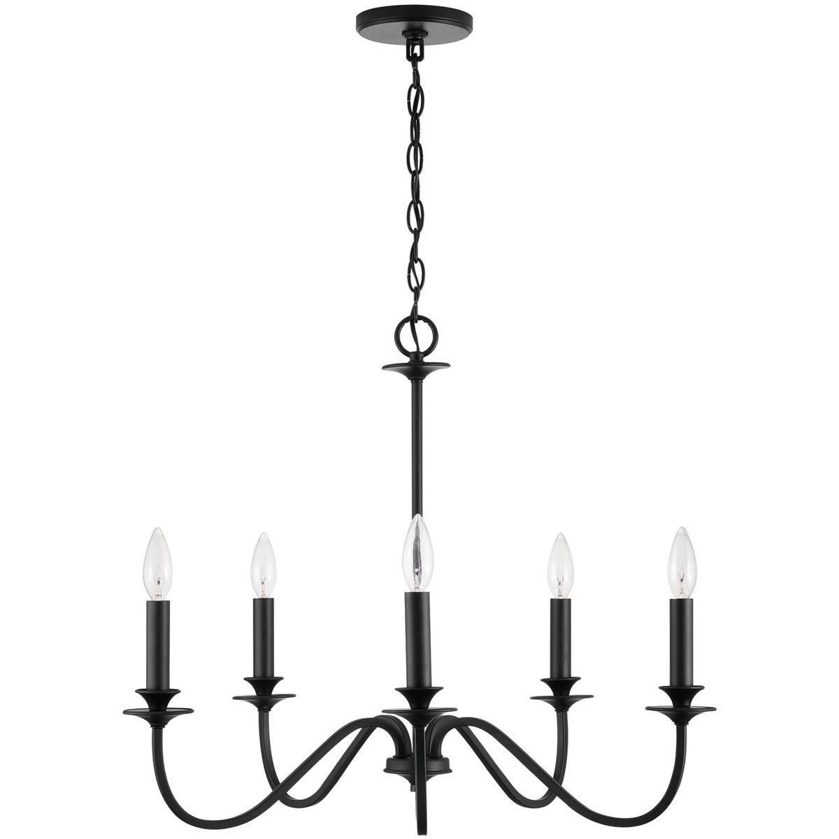 Elijah 5 Light 26 inch Matte Black Chandelier Ceiling Light
