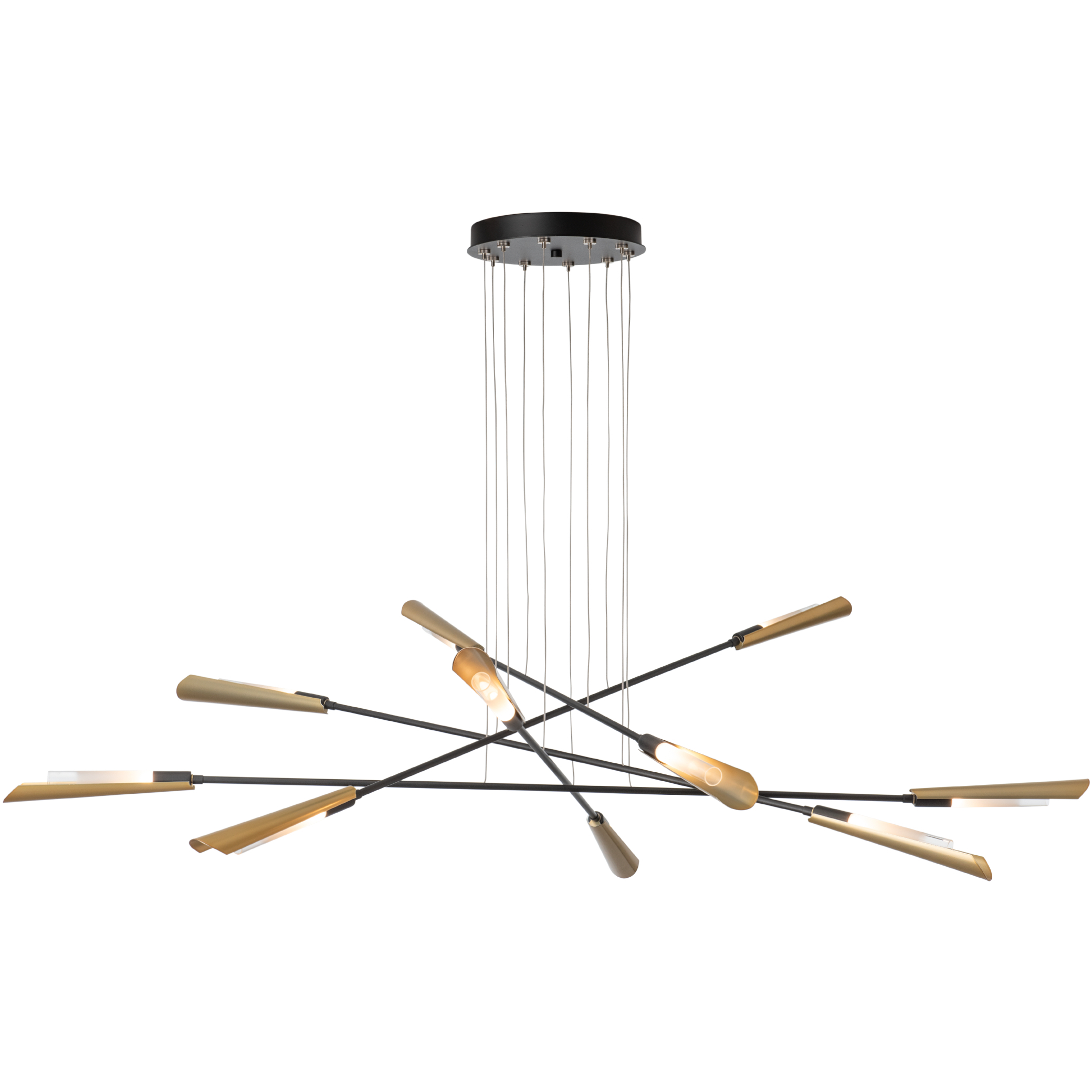 Flight 10 Light 73.2 inch White with Black Pendant Ceiling Light in White and Black, Long
