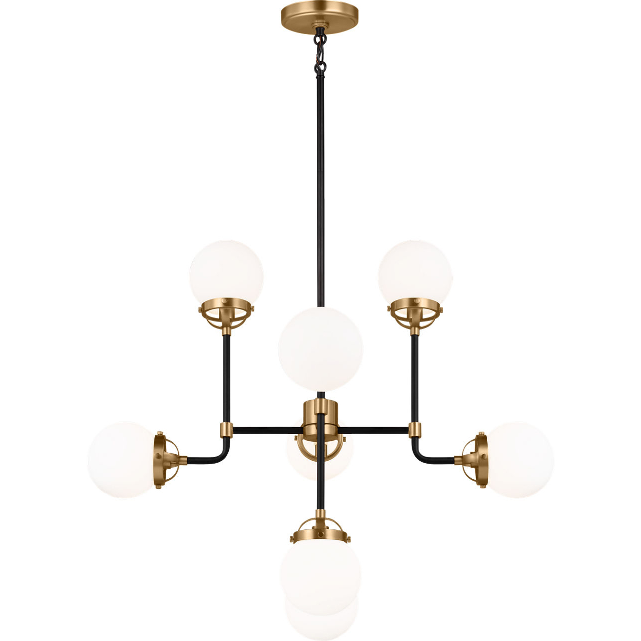 Ian K. Fowler Cafe 8 Light 32 inch Satin Brass Chandelier Ceiling Light